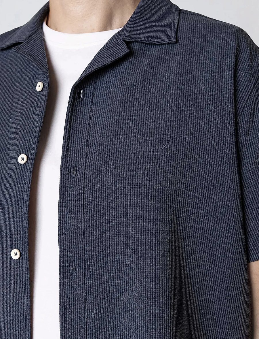 Clean Cut Copenhagen - Bowling Erico striped S/S shirt - lühikeste varrukatega särgid - navy - 4