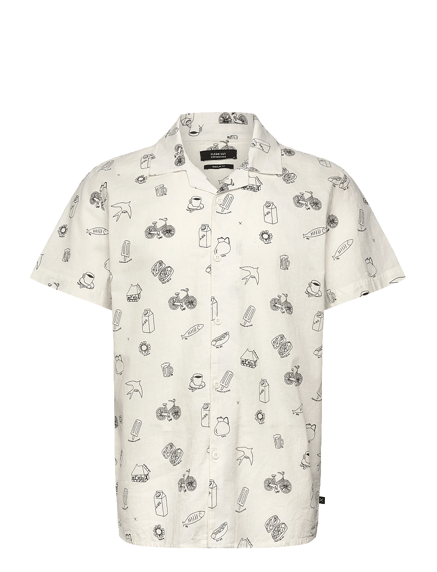 Clean Cut Copenhagen - Bowling Magne S/S shirt - kurzarmhemden - ecru - 1