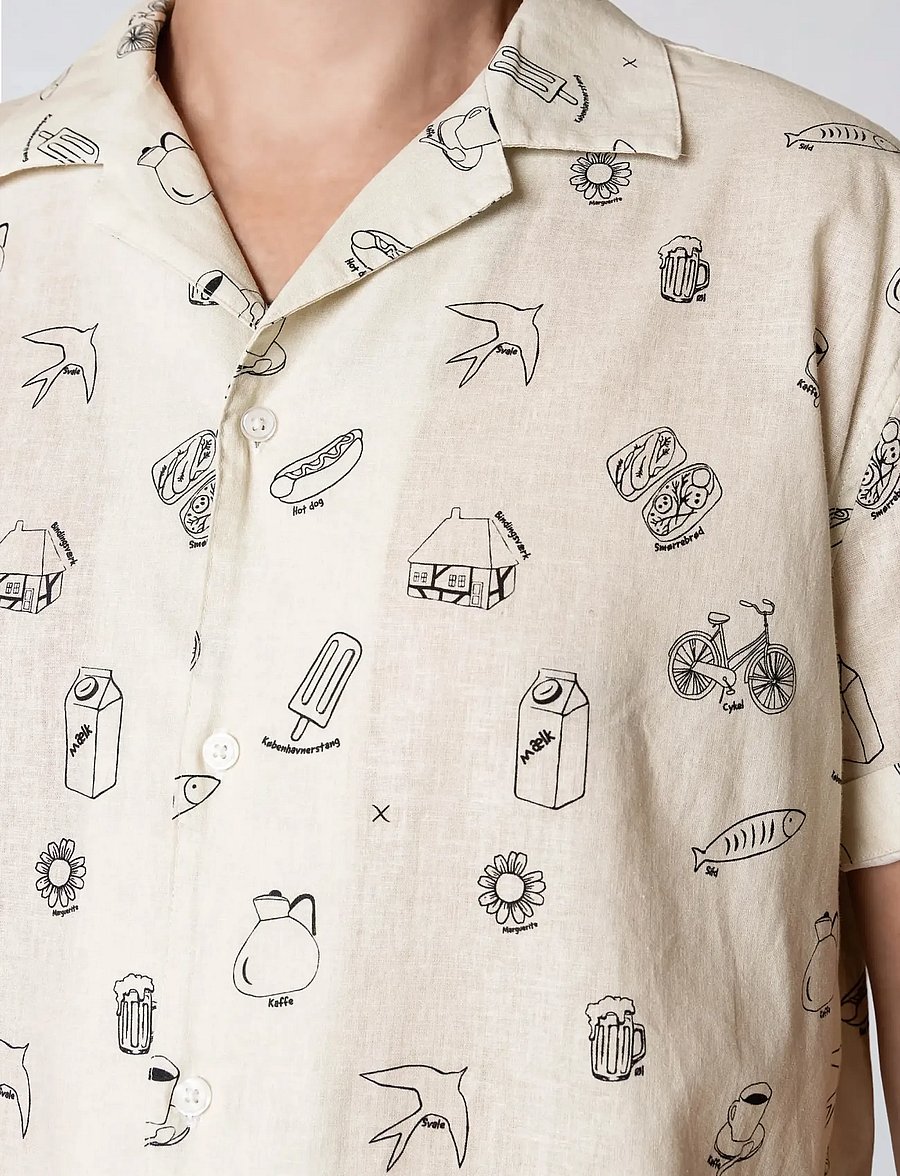 Clean Cut Copenhagen - Bowling Magne S/S shirt - kurzarmhemden - ecru - 4