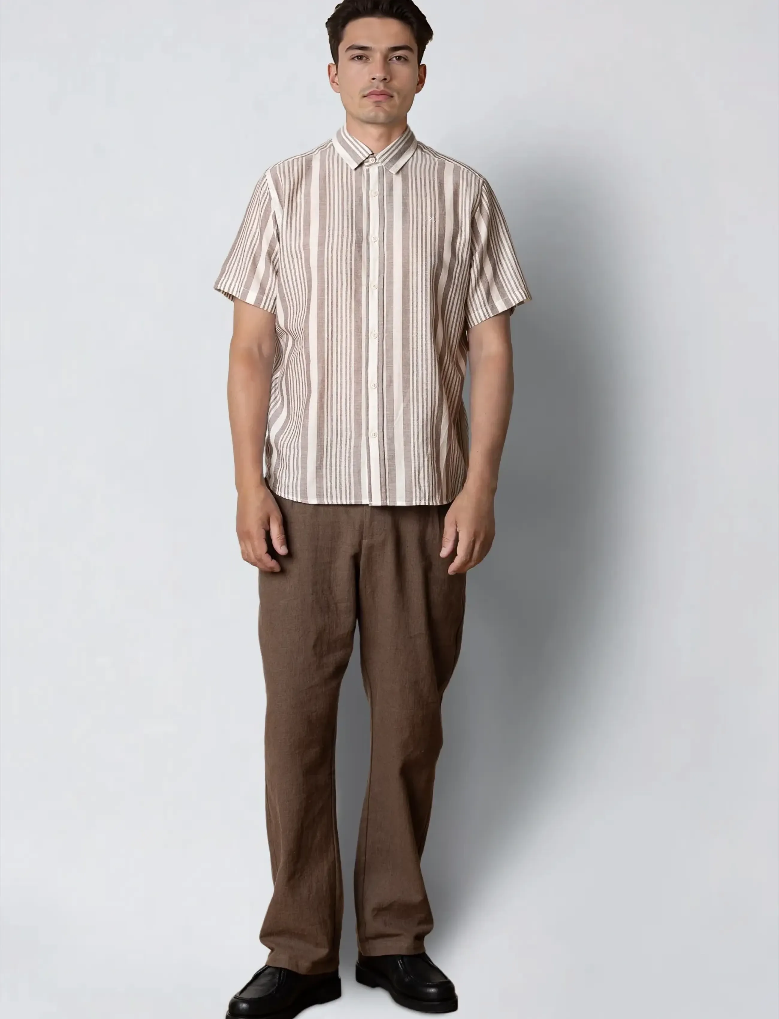 Clean Cut Copenhagen - Creed S/S shirt - marškiniai trumpomis rankovėmis - shitake - 3