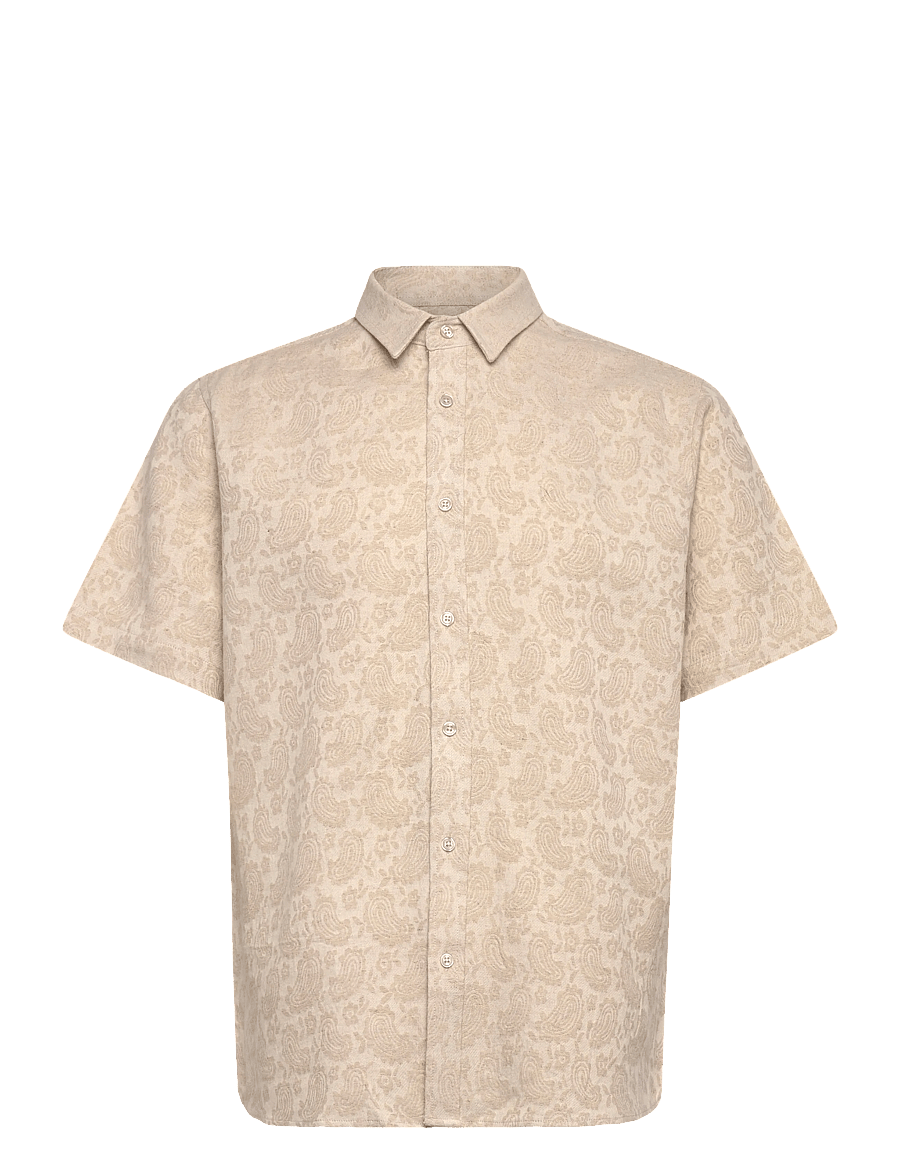 Clean Cut Copenhagen - Forde S/S shirt - kurzarmhemden - ecru - 1