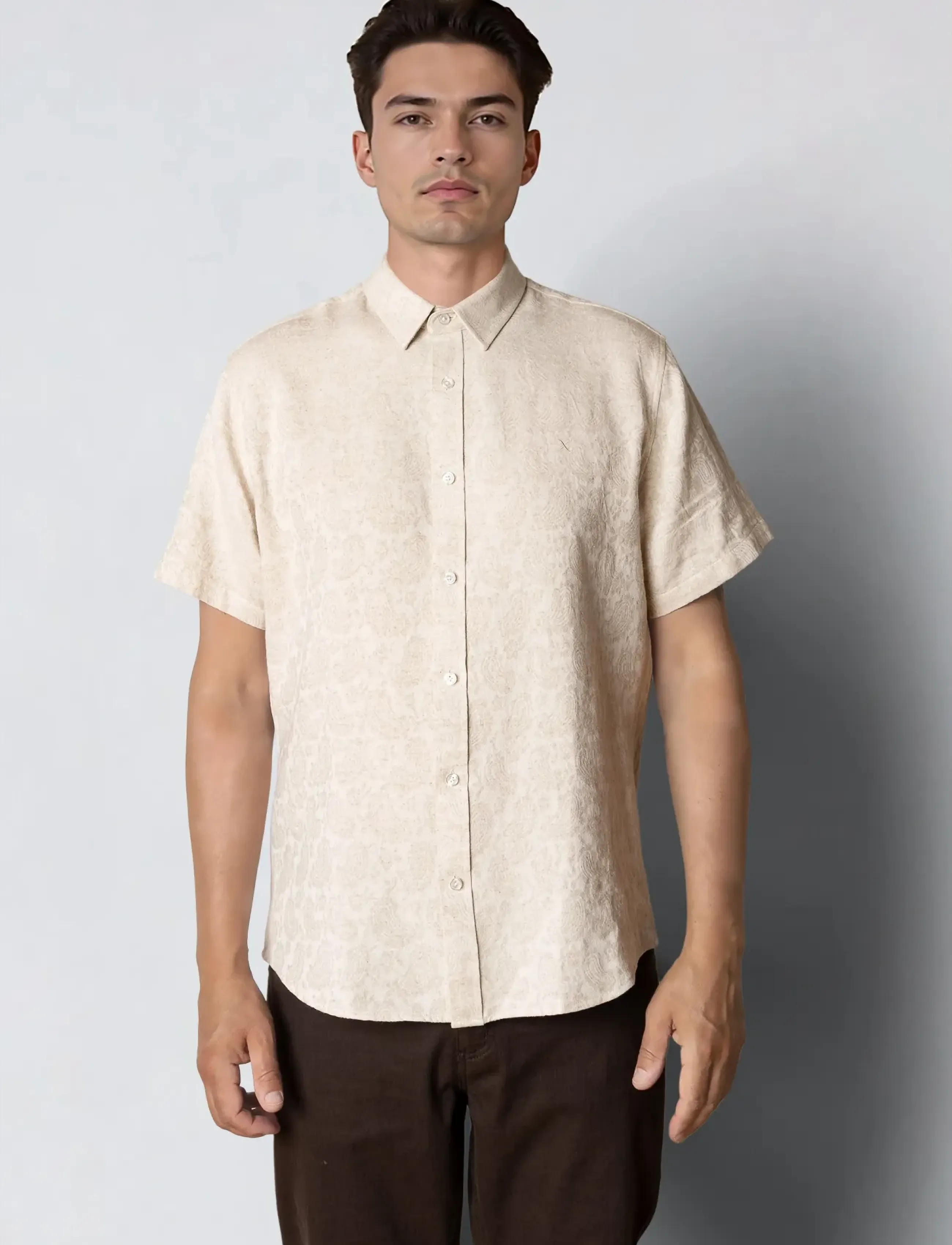 Clean Cut Copenhagen Forde S/S shirt - Riided - ECRU / cream