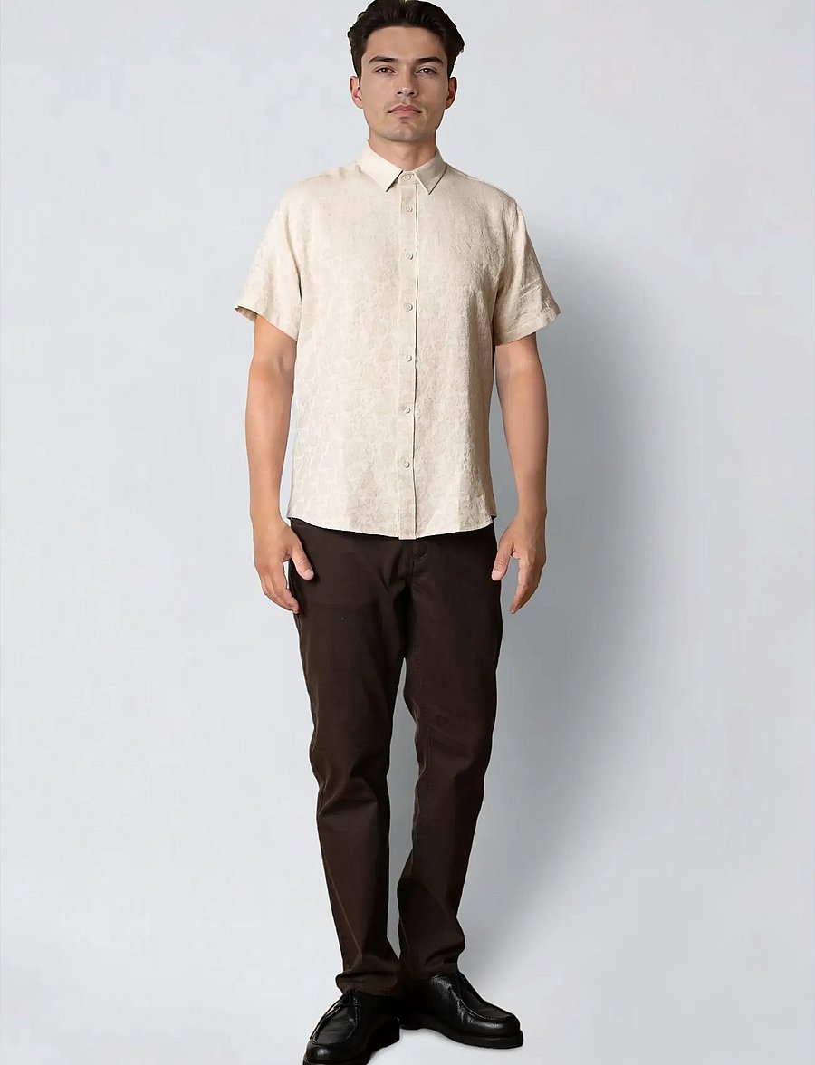 Clean Cut Copenhagen - Forde S/S shirt - kurzarmhemden - ecru - 3