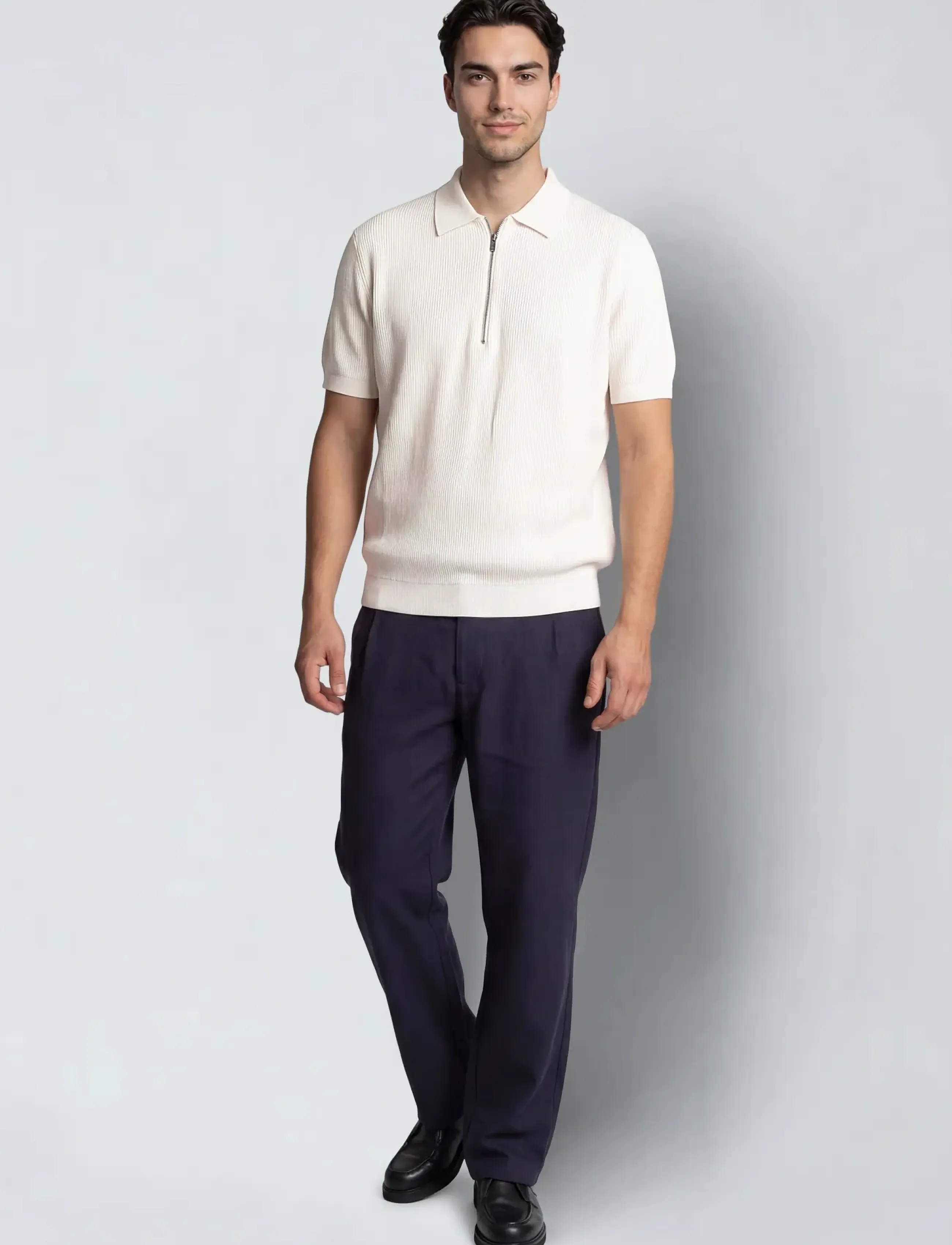 Clean Cut Copenhagen - Karl knitted polo - kortærmede poloer - ecru - 3