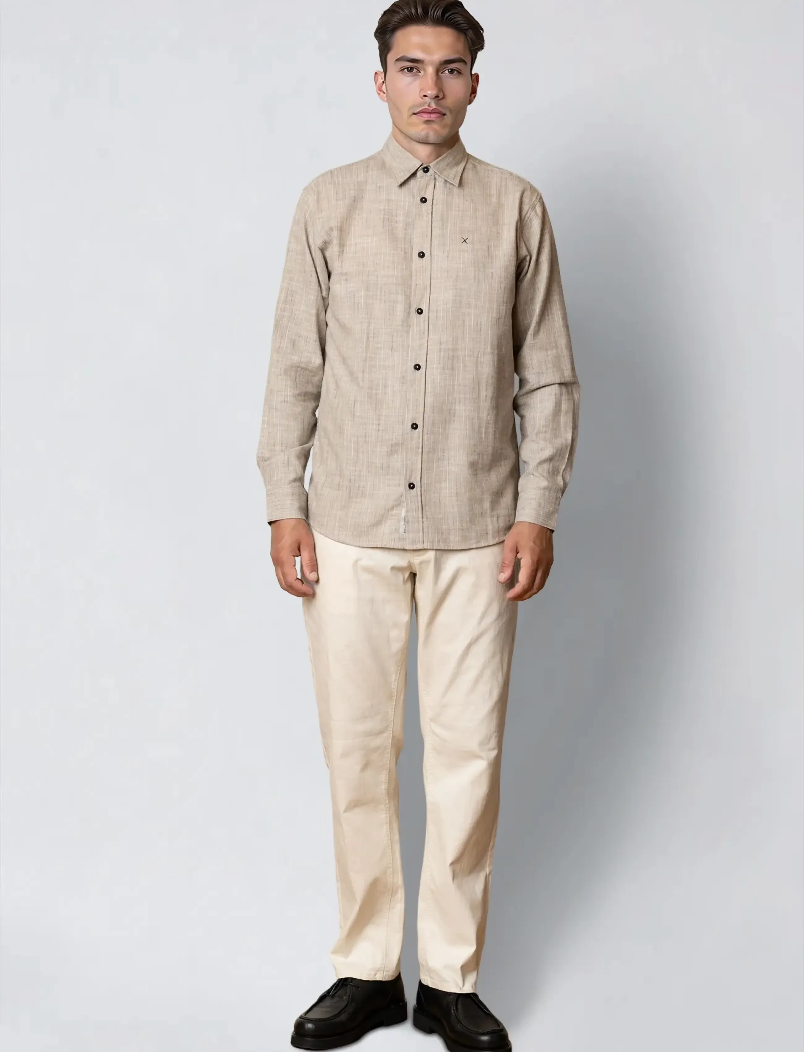 Clean Cut Copenhagen Kelvin Striped Shirt, S, Shirts, Beige - Männerswear