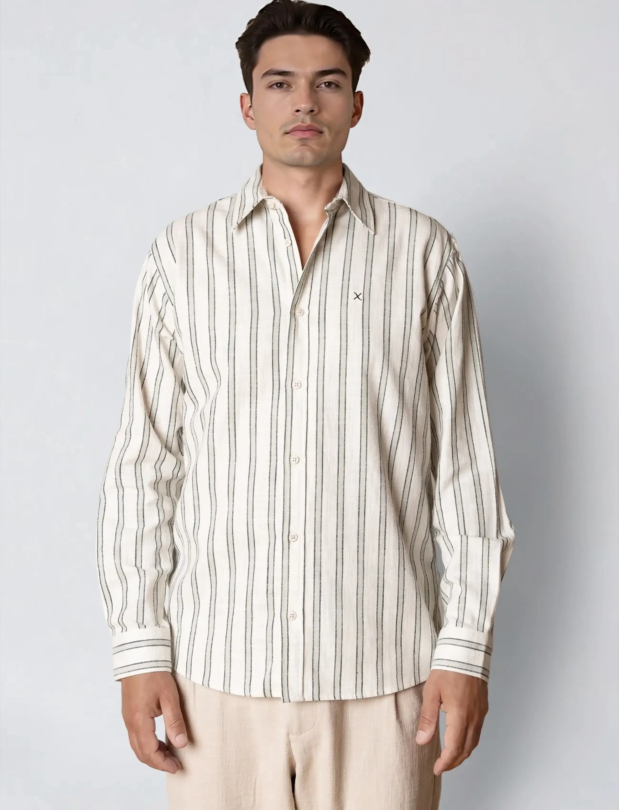 Clean Cut Copenhagen Kelvin striped shirt - Kolekcijos - DESERT SAGE/BLACK / cream