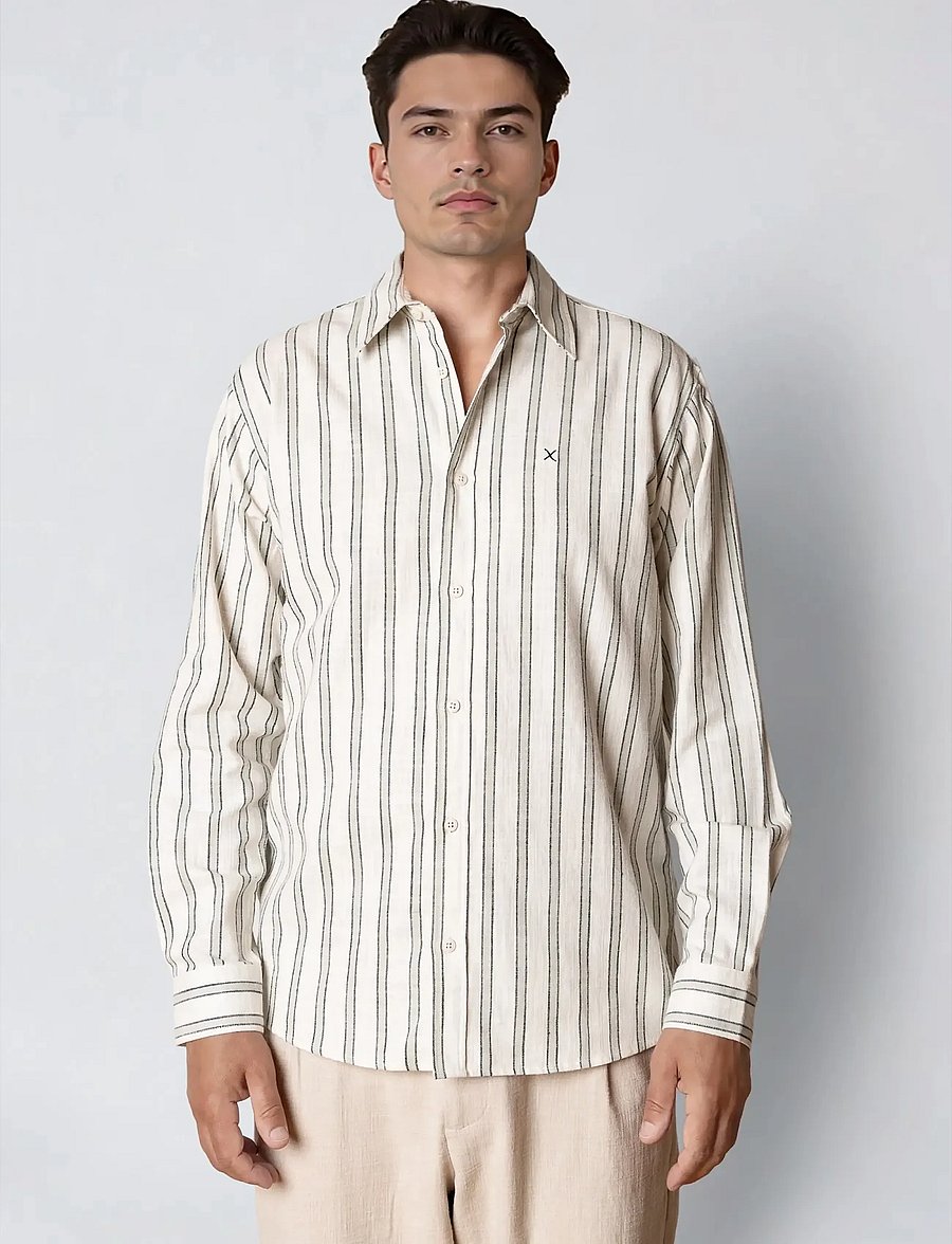 Clean Cut Copenhagen - Kelvin striped shirt - gestreifte hemden - desert sage/black - 0