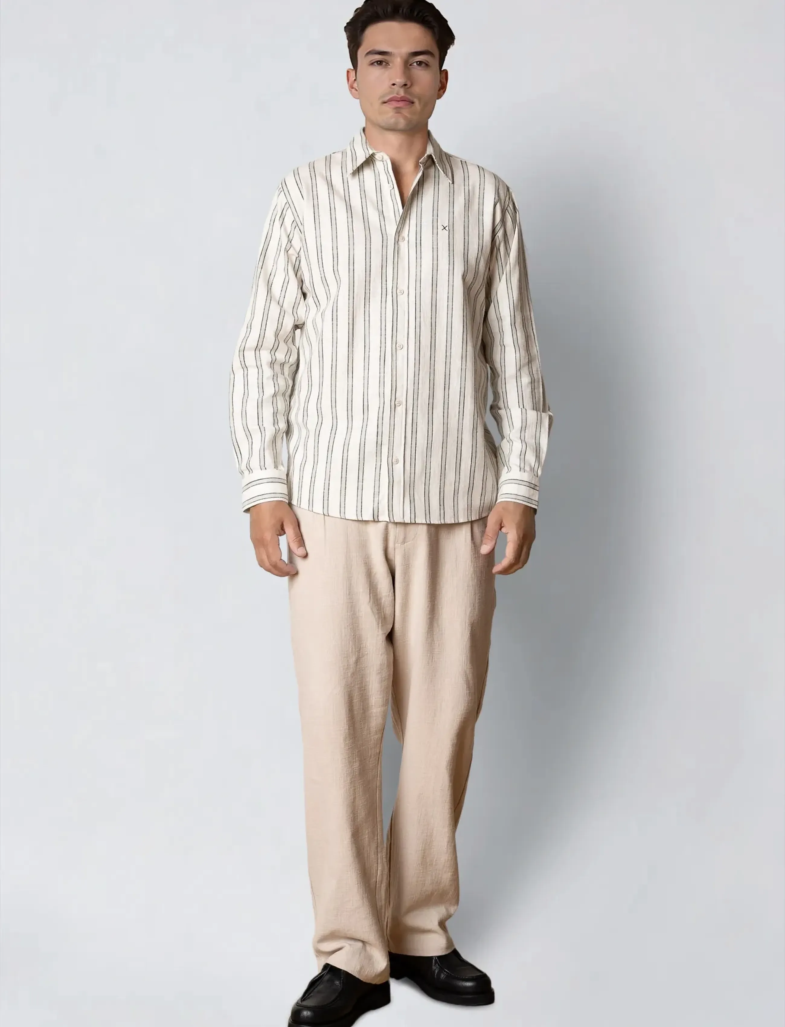 Clean Cut Copenhagen - Kelvin striped shirt - röndóttar skyrtur - desert sage/black - 3