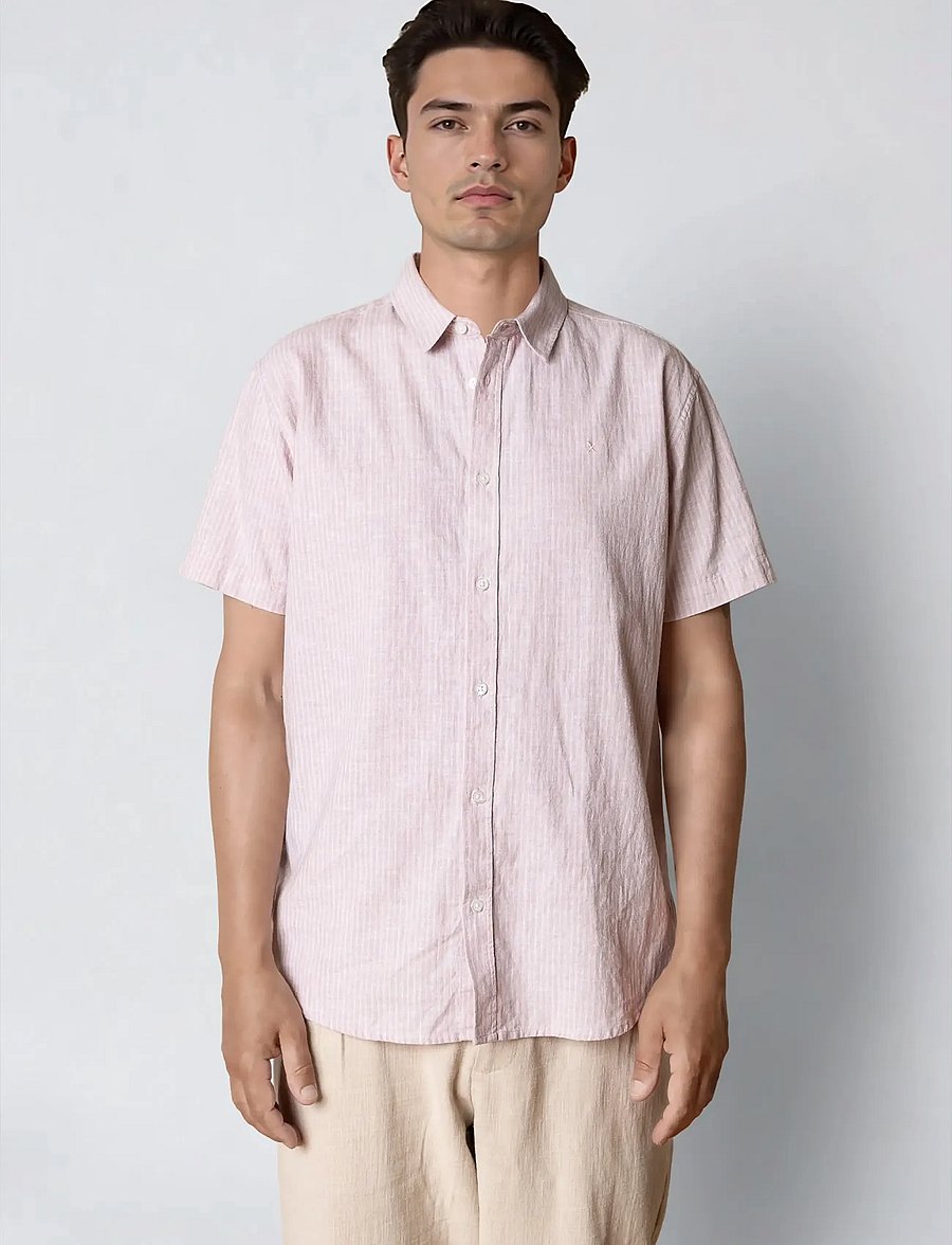 Clean Cut Copenhagen - Luca striped S/S shirt - kurzarmhemden - violet ice/white - 0