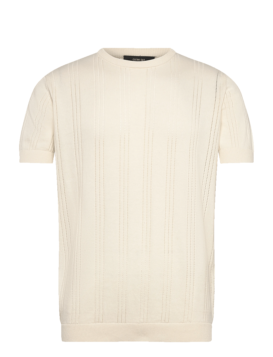 Clean Cut Copenhagen - Robyn knitted t-shirt - kurzärmelige t-shirts - ecru - 1