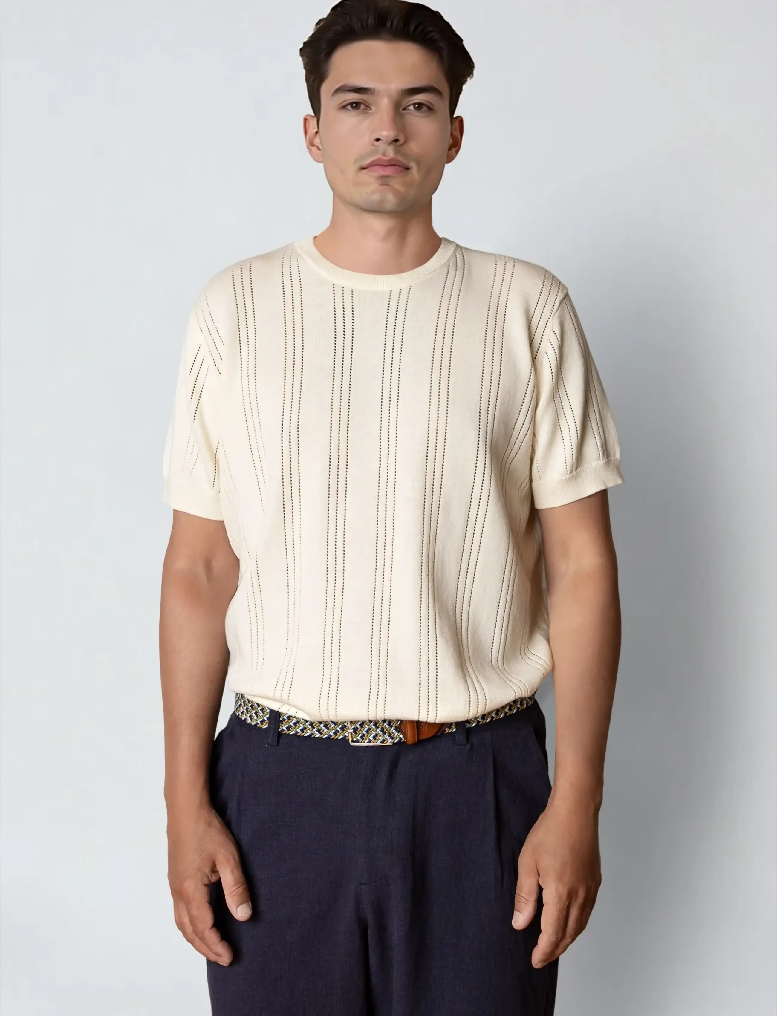 Clean Cut Copenhagen Robyn knitted t-shirt - Riided - ECRU / cream