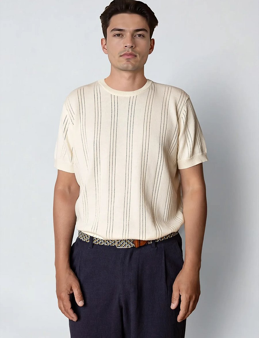 Clean Cut Copenhagen - Robyn knitted t-shirt - kurzärmelige t-shirts - ecru - 0