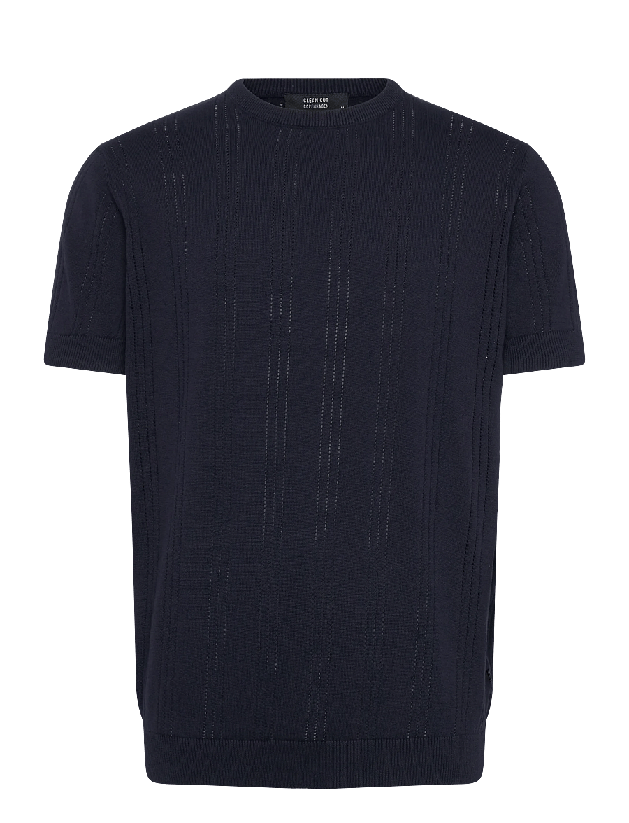 Clean Cut Copenhagen - Robyn knitted t-shirt - lühikeste varrukatega t-särgid - navy - 1