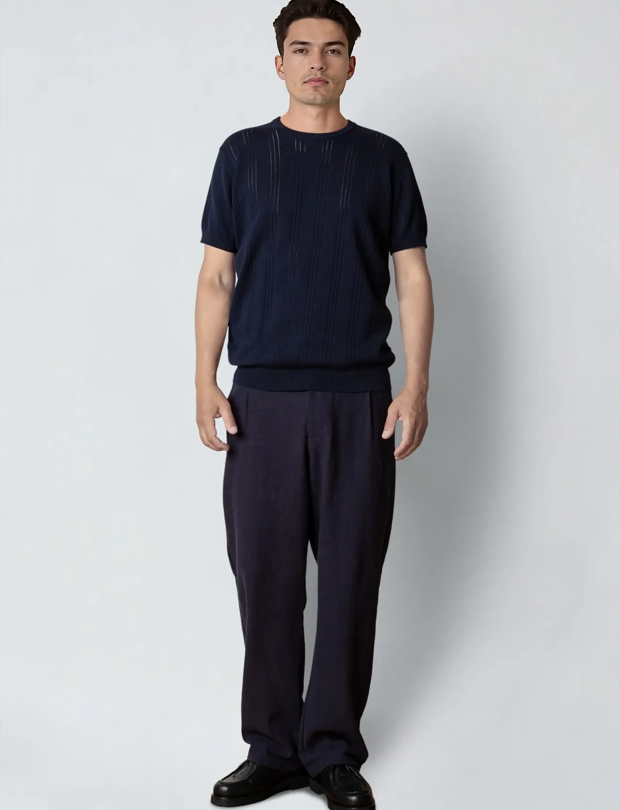 Clean Cut Copenhagen - Robyn knitted t-shirt - kortærmede t-shirts - navy - 3