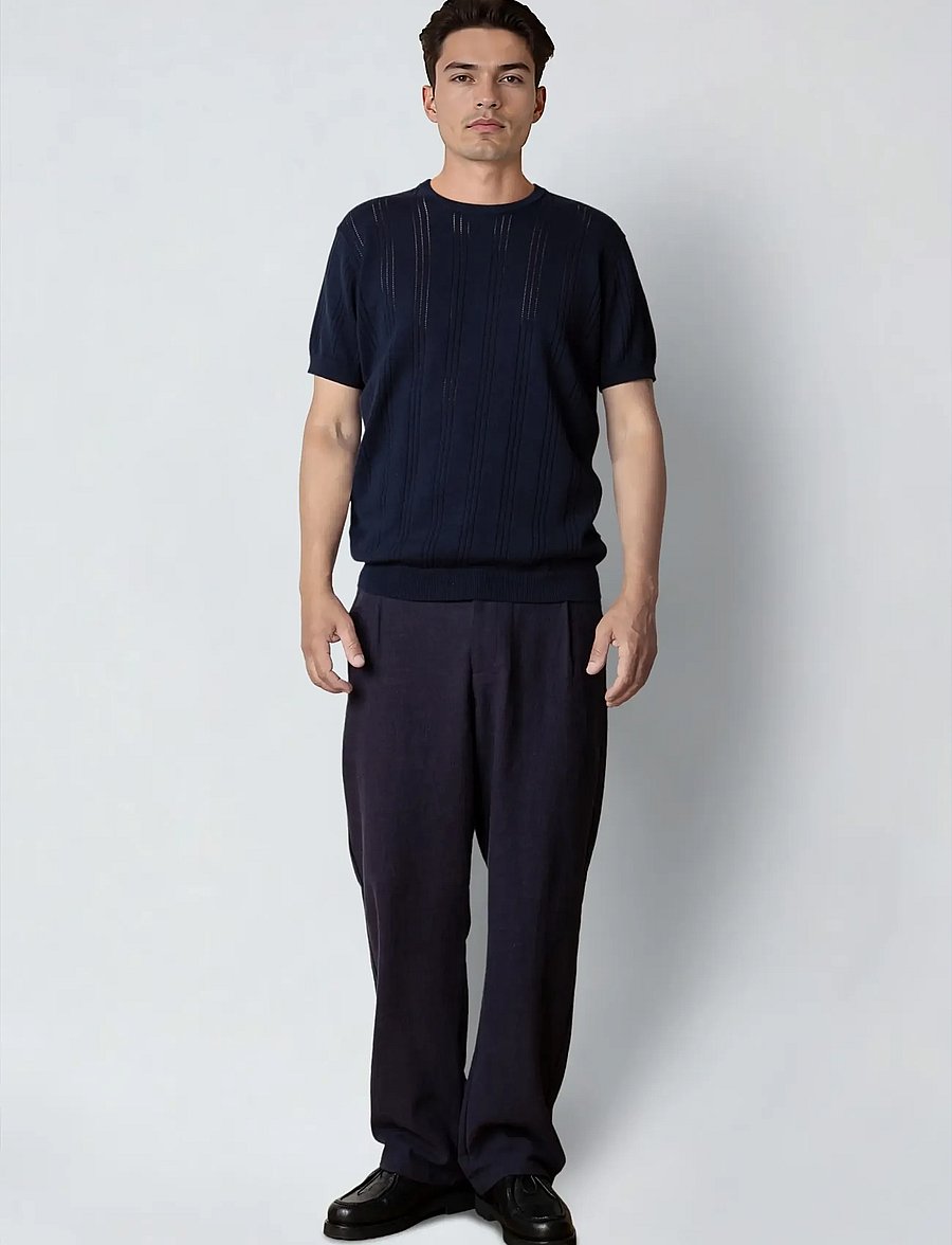 Clean Cut Copenhagen - Robyn knitted t-shirt - lühikeste varrukatega t-särgid - navy - 3