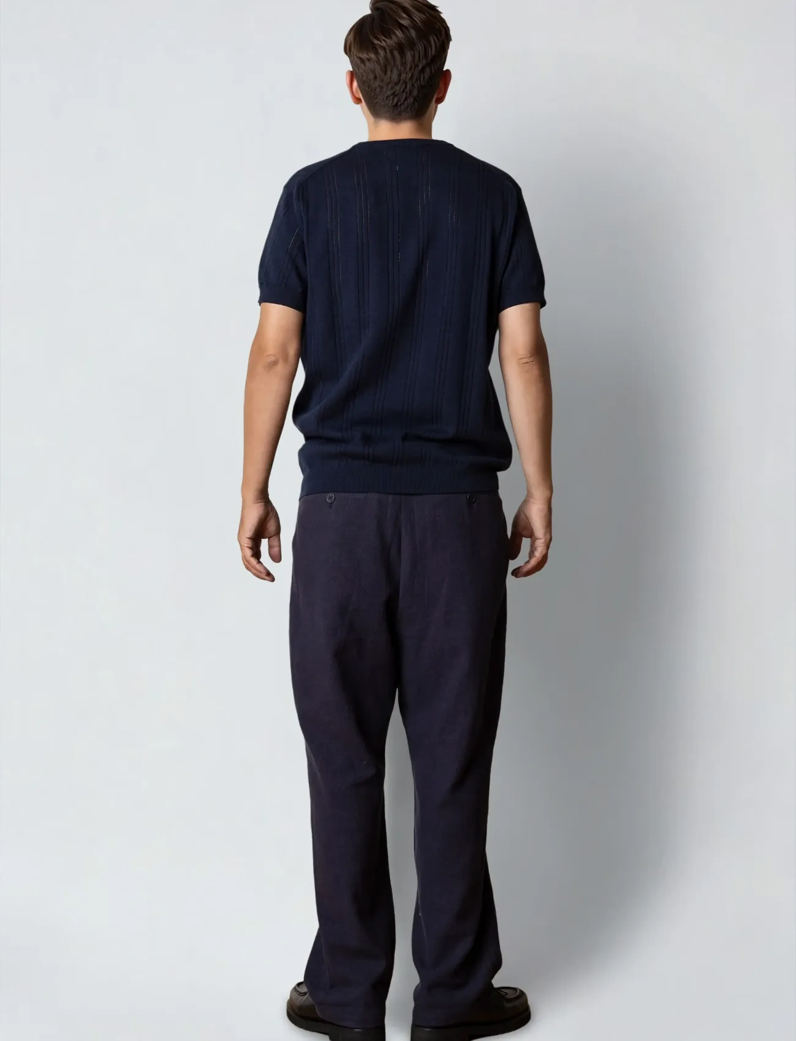 Clean Cut Copenhagen - Robyn knitted t-shirt - kortærmede t-shirts - navy - 4