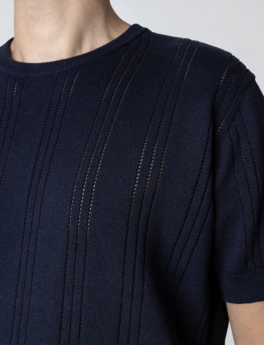 Clean Cut Copenhagen - Robyn knitted t-shirt - lühikeste varrukatega t-särgid - navy - 5