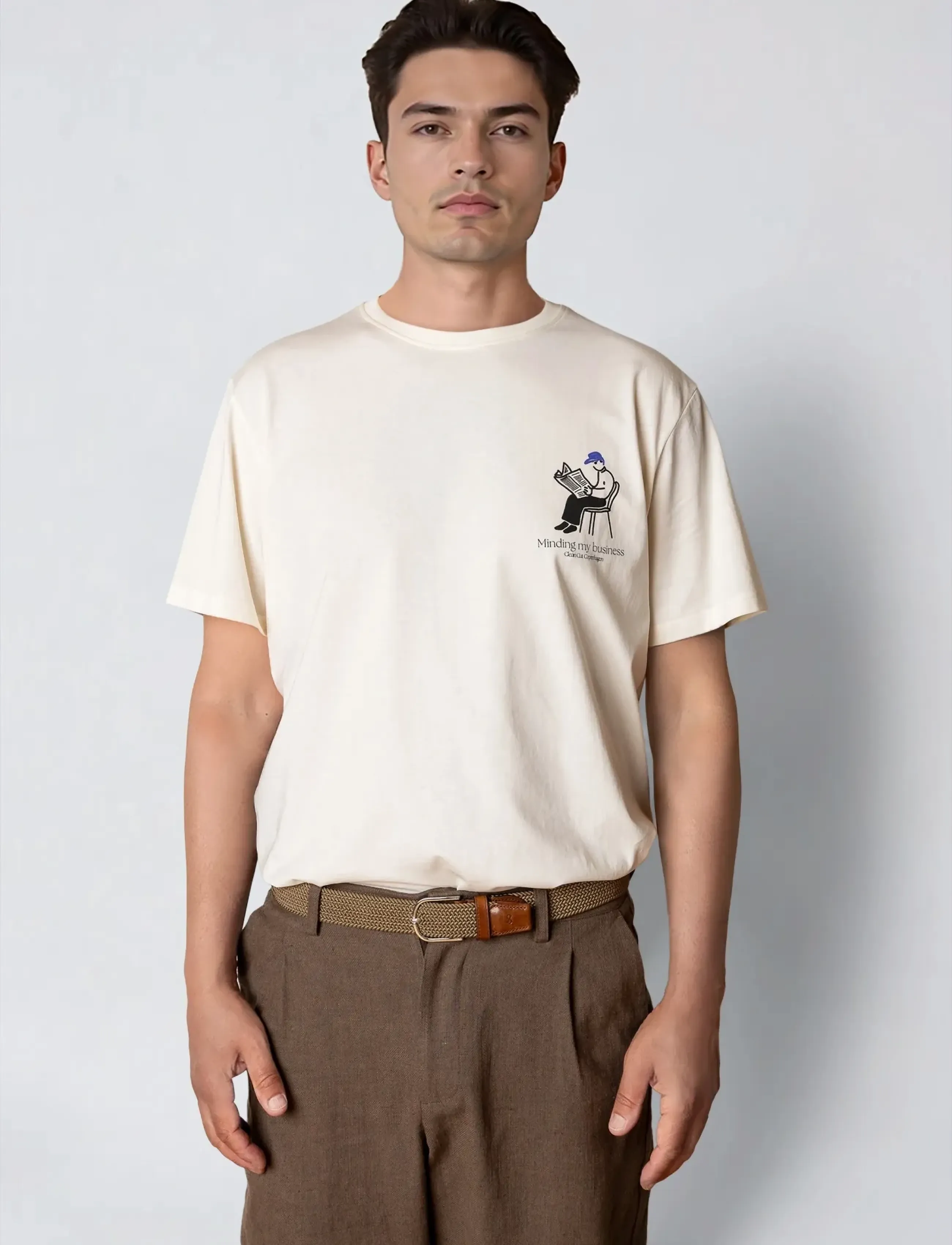 Clean Cut Copenhagen My Business t-shirt - Riided - ECRU / cream