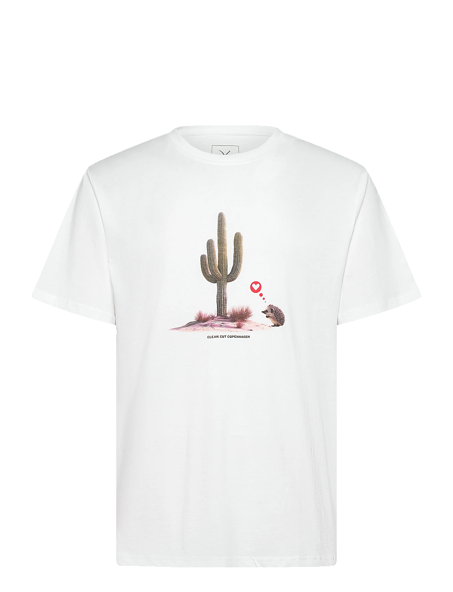 Clean Cut Copenhagen - Cactus Love t-shirt - kurzärmelig - white - 1
