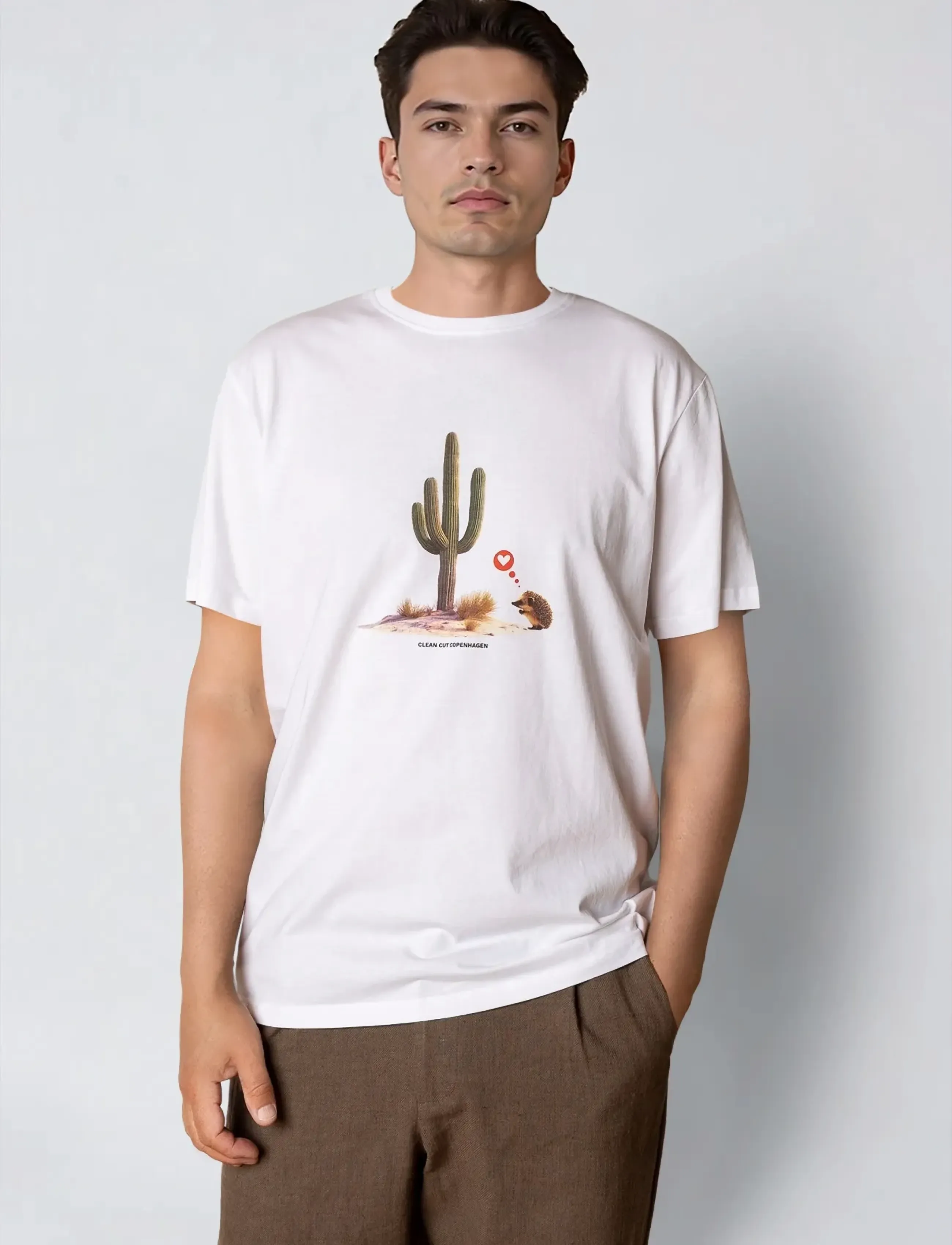 Clean Cut Copenhagen Cactus Love t-shirt - Clothing - WHITE / white
