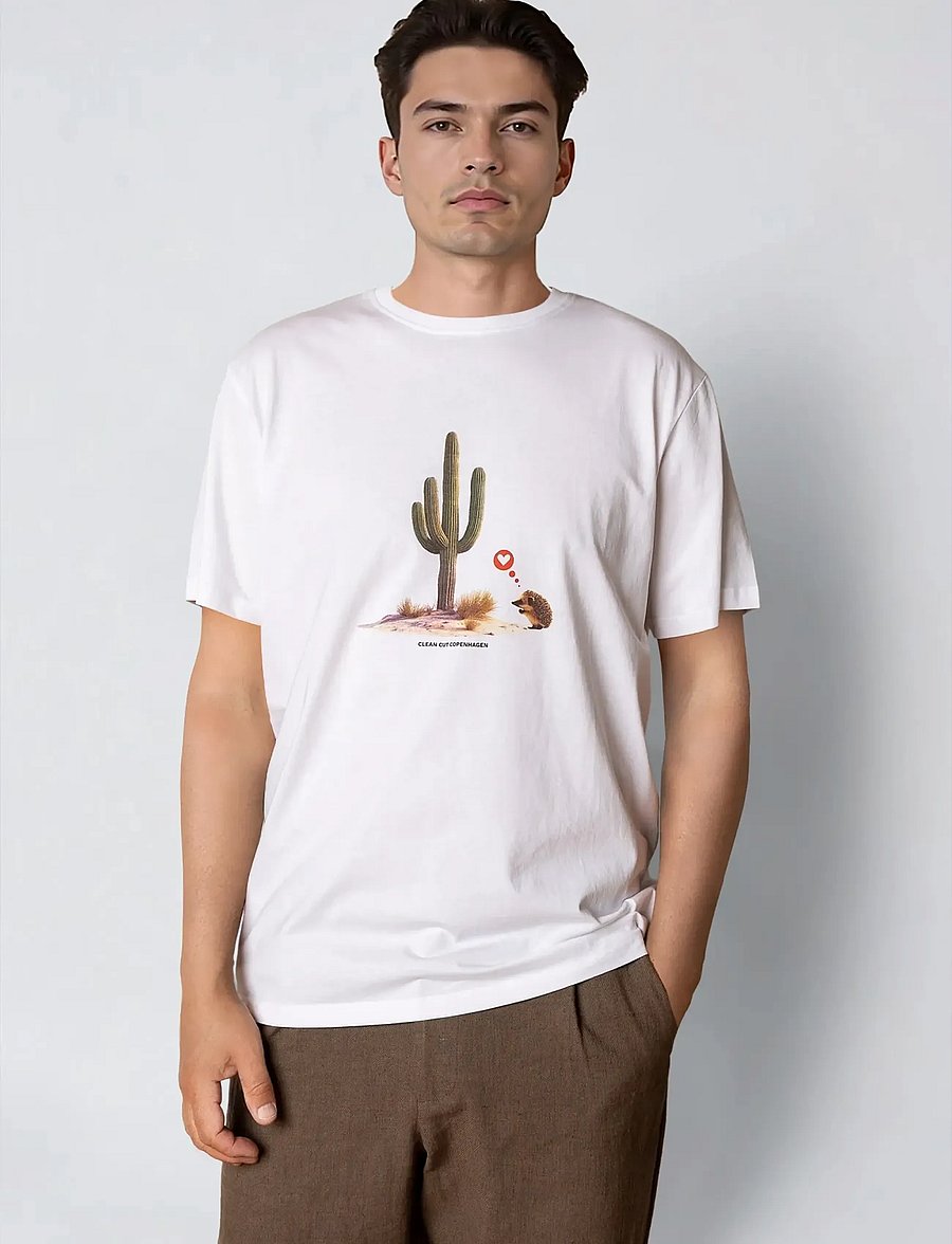 Clean Cut Copenhagen - Cactus Love t-shirt - kurzärmelig - white - 0
