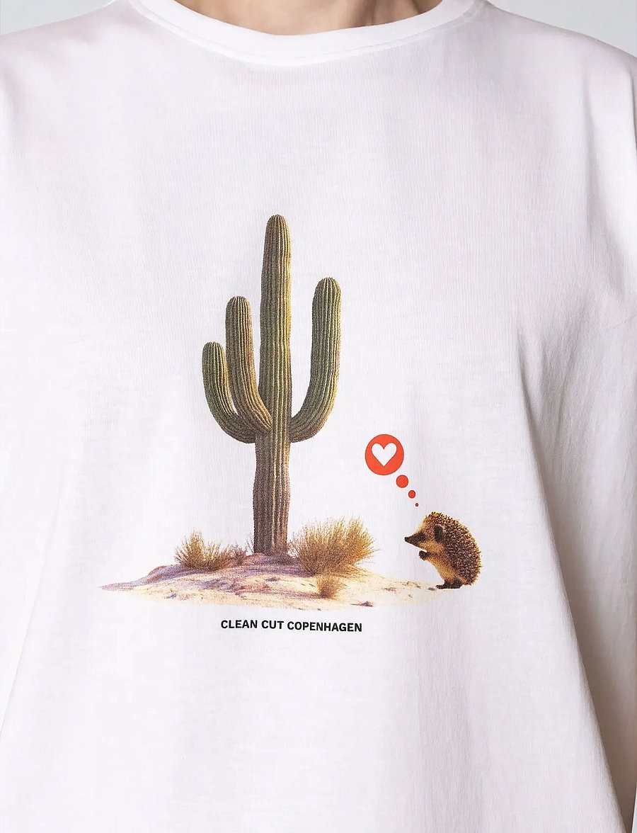 Clean Cut Copenhagen - Cactus Love t-shirt - kurzärmelig - white - 4