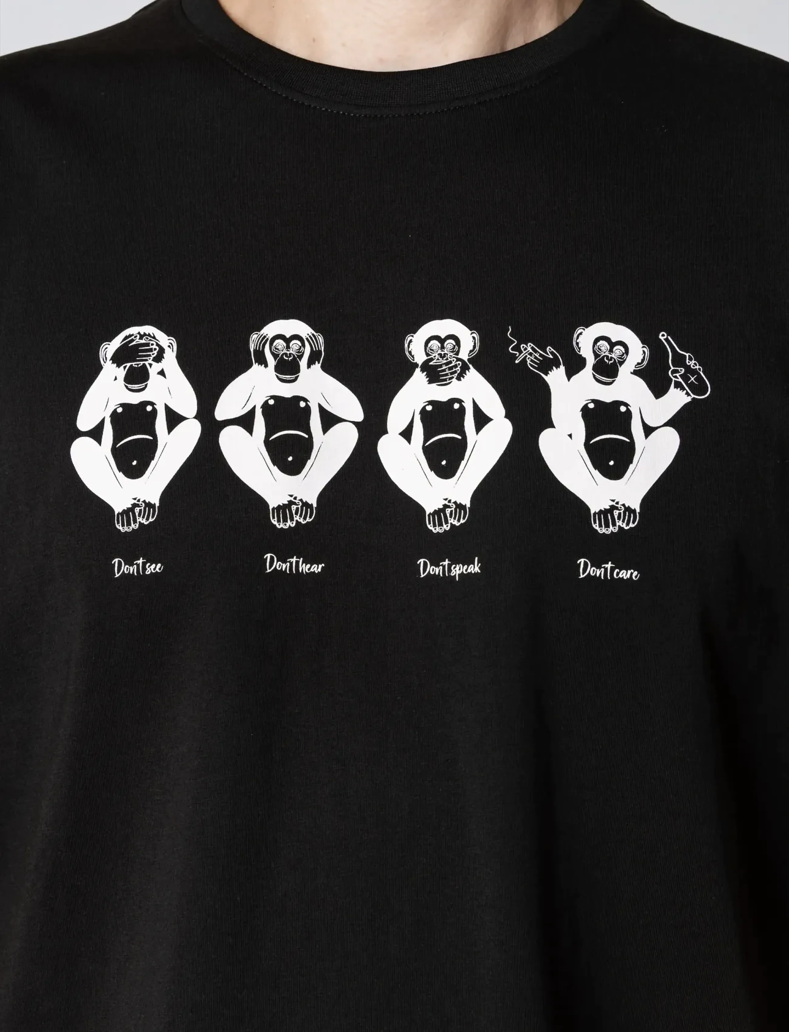 Clean Cut Copenhagen - Wise Monkey t-shirt - short-sleeved t-shirts - black - 4