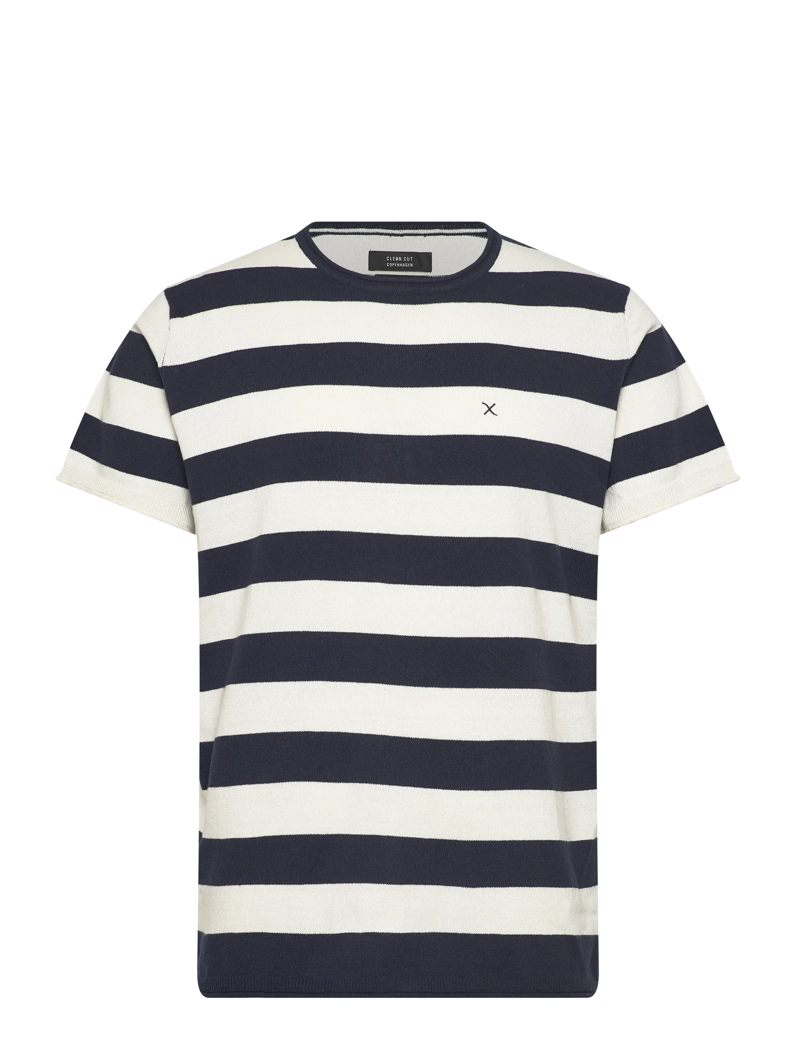 Clean Cut Copenhagen Milas knitted t-shirt - Clean Cut Copenhagen - NAVY/ECRU / navy
