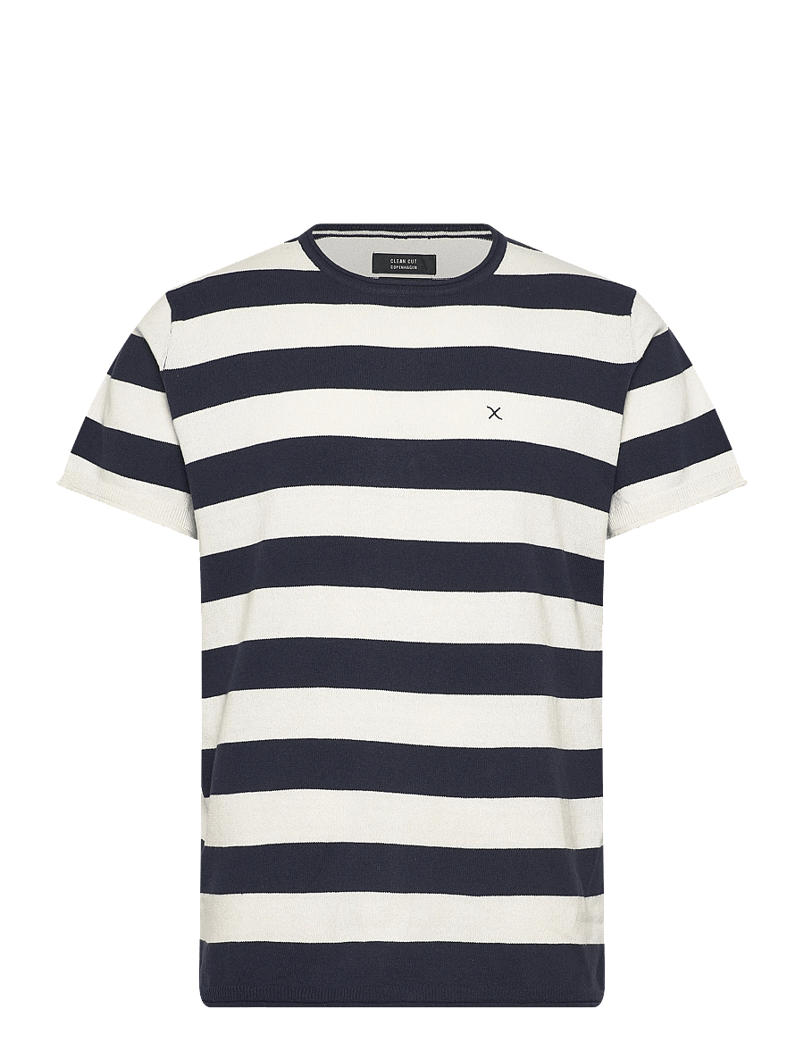 Clean Cut Copenhagen - Milas knitted t-shirt - kortærmede t-shirts - navy/ecru - 1