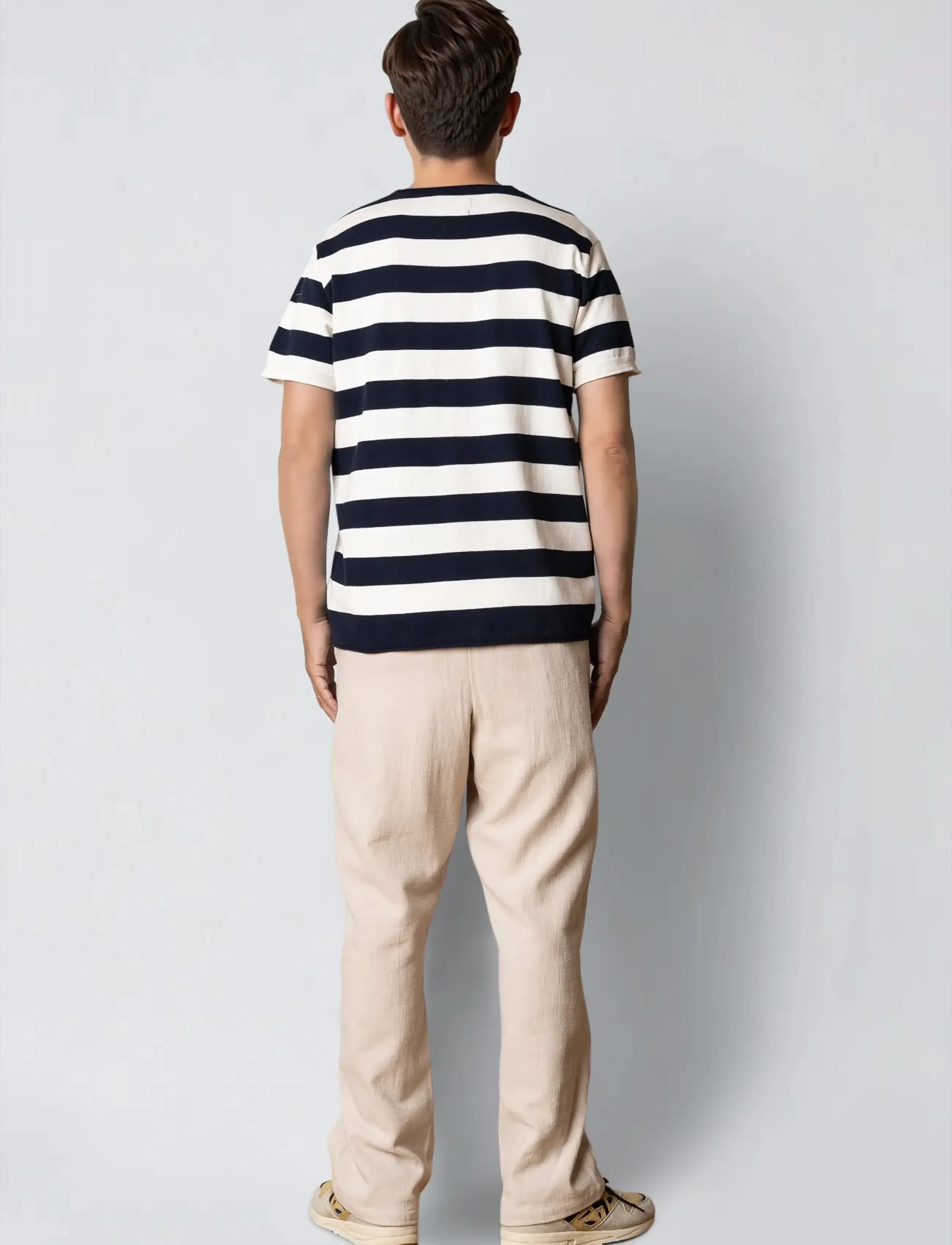 Clean Cut Copenhagen - Milas knitted t-shirt - stutterma bolir - navy/ecru - 5