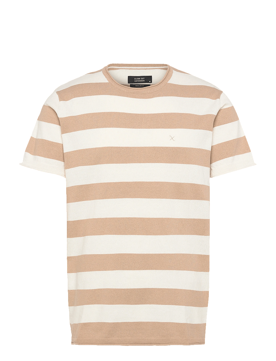 Clean Cut Copenhagen - Milas knitted t-shirt - kortærmede t-shirts - shitake/ecru - 1