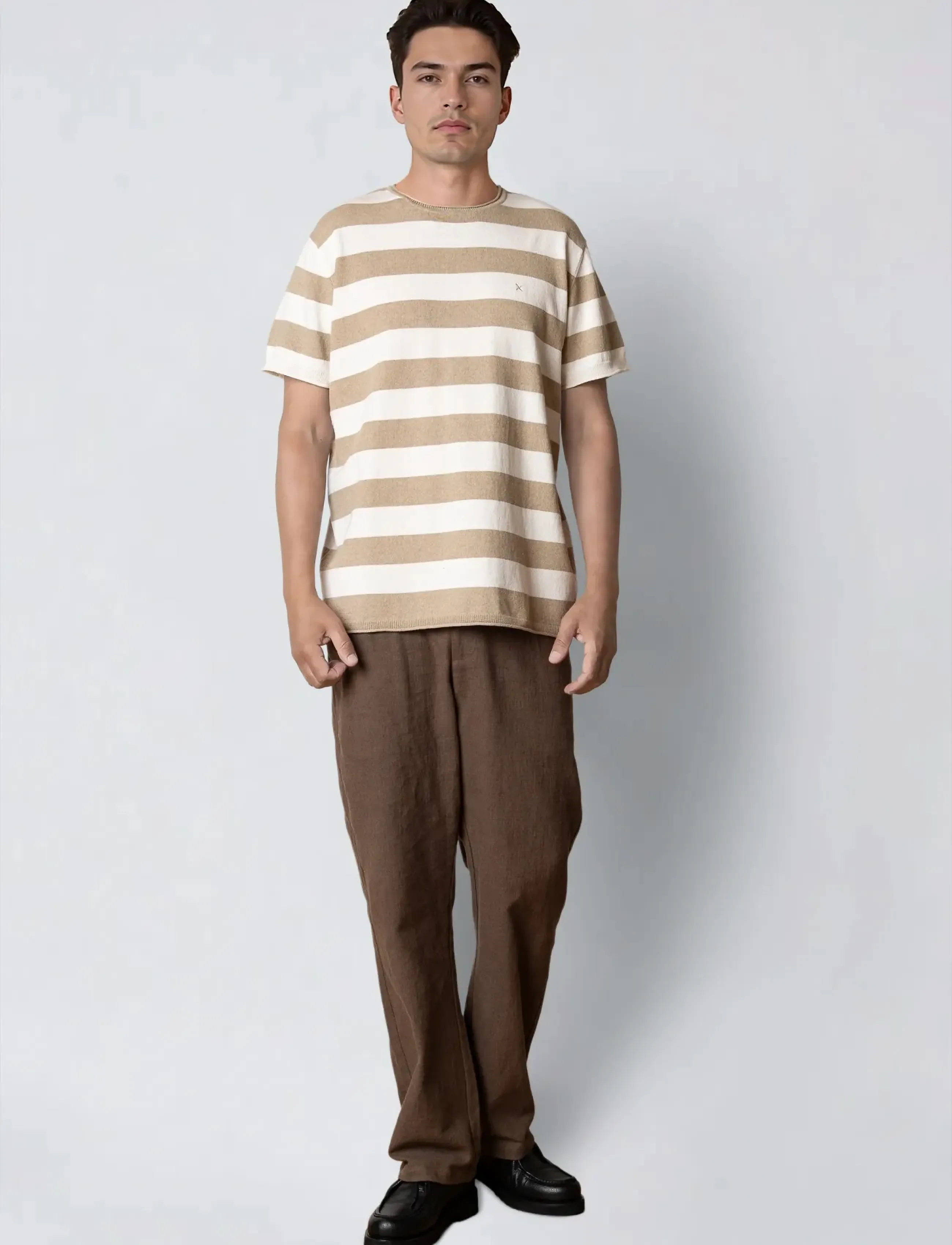 Clean Cut Copenhagen - Milas knitted t-shirt - kortærmede t-shirts - shitake/ecru - 3