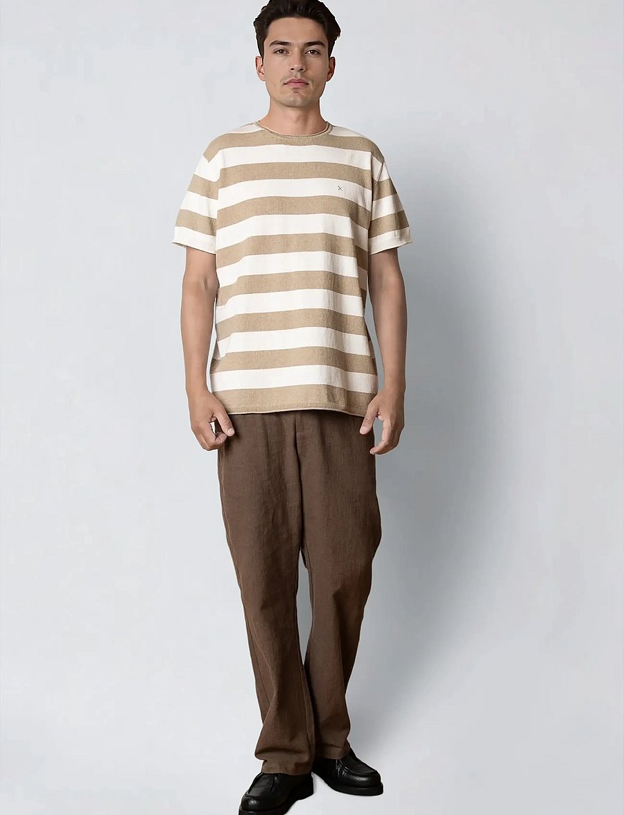 Clean Cut Copenhagen - Milas knitted t-shirt - kortærmede t-shirts - shitake/ecru - 3