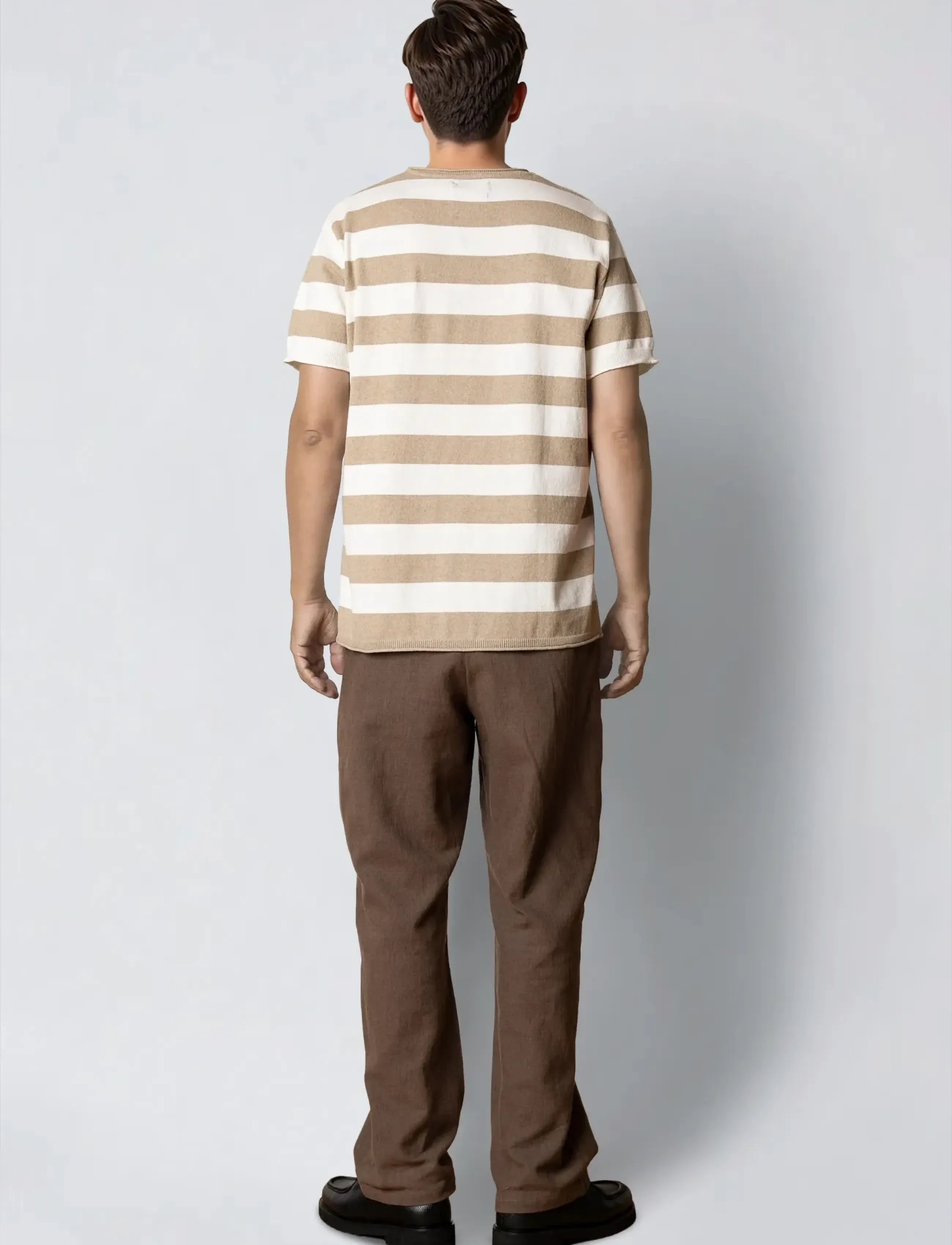 Clean Cut Copenhagen - Milas knitted t-shirt - kortærmede t-shirts - shitake/ecru - 5