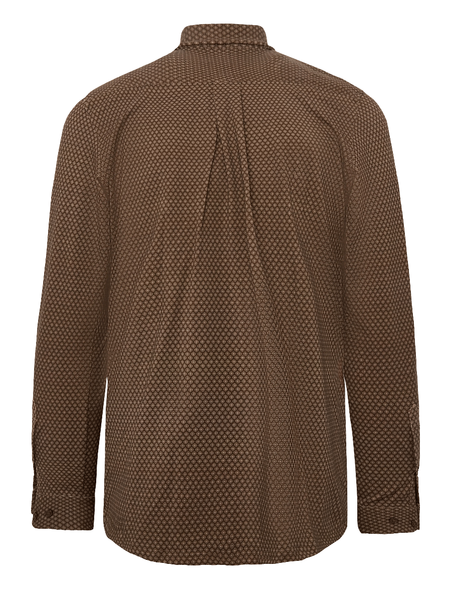 Clean Cut Copenhagen - Emil AOP stretch shirt - mustriga särgid - dark brown/ecru - 2