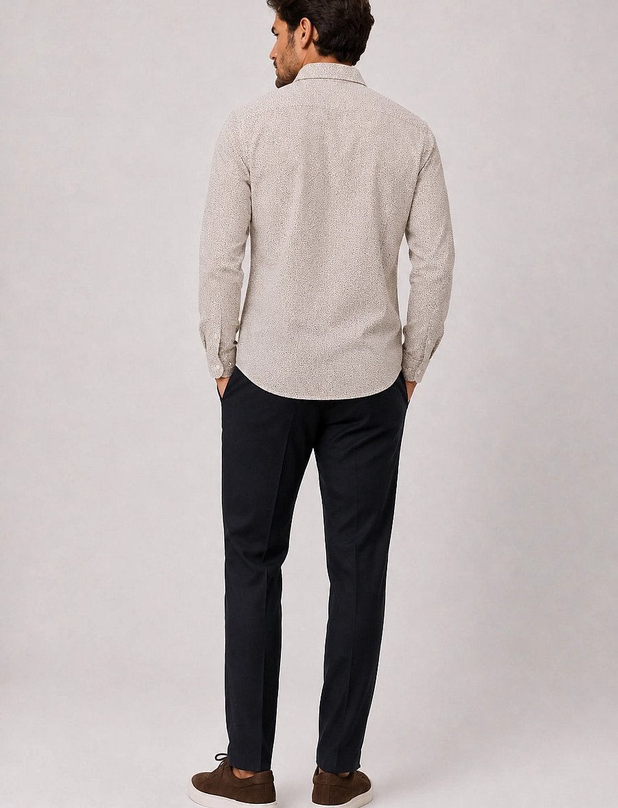 Clean Cut Copenhagen - Emil AOP stretch shirt - mønstrede skjorter - ecru/brindle beige - 5