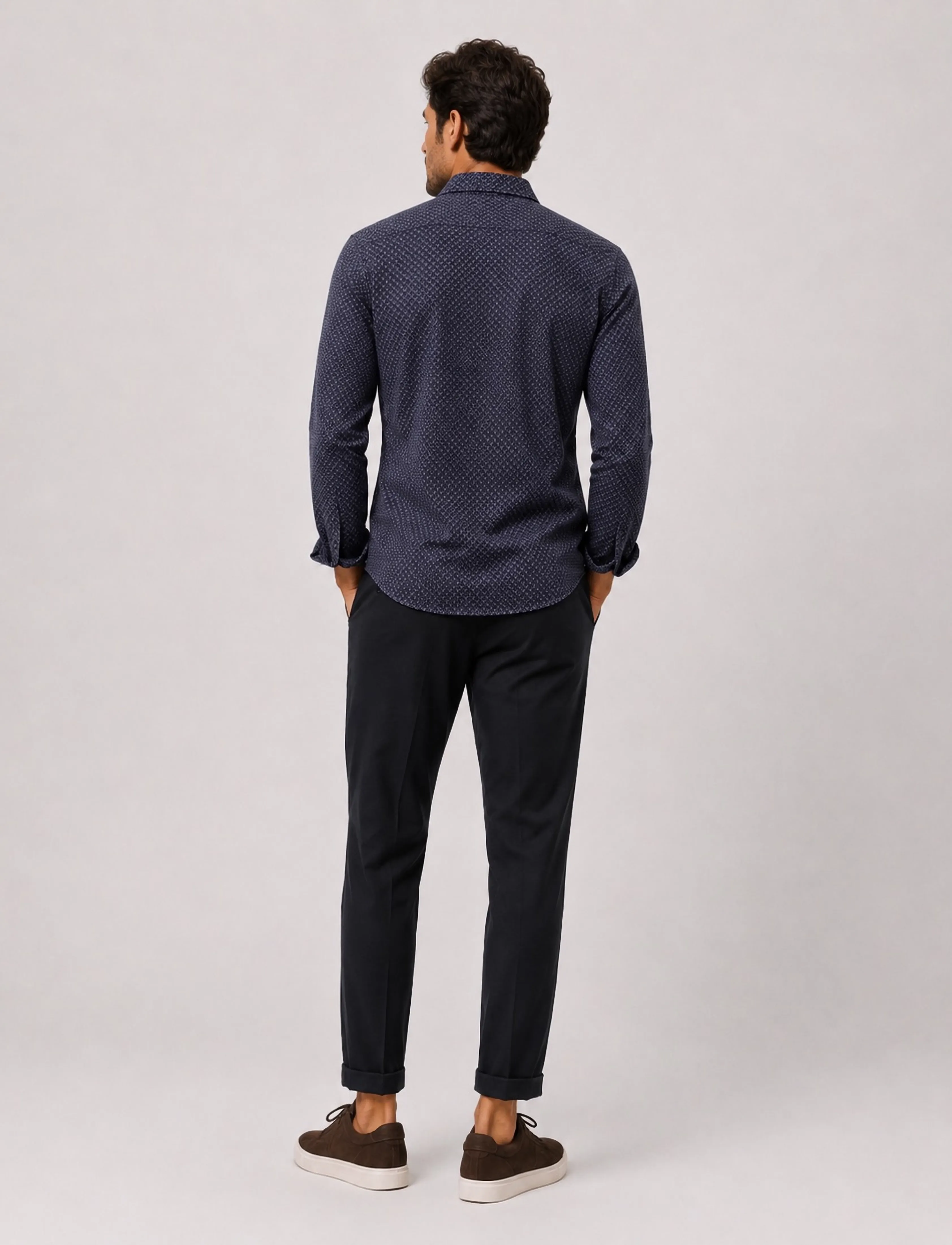 Clean Cut Copenhagen - Emil AOP stretch shirt - mustriga särgid - navy/huckleberry - 5