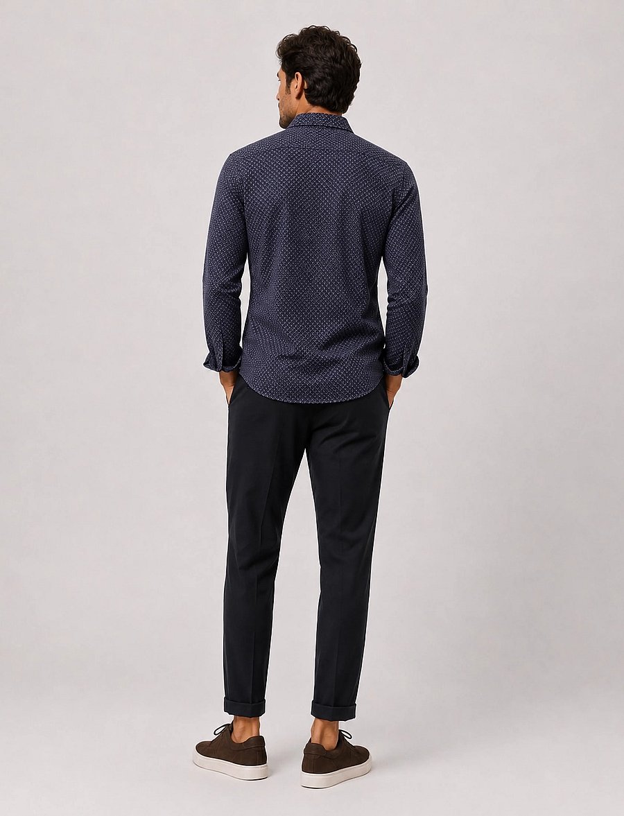 Clean Cut Copenhagen - Emil AOP stretch shirt - mustriga särgid - navy/huckleberry - 5