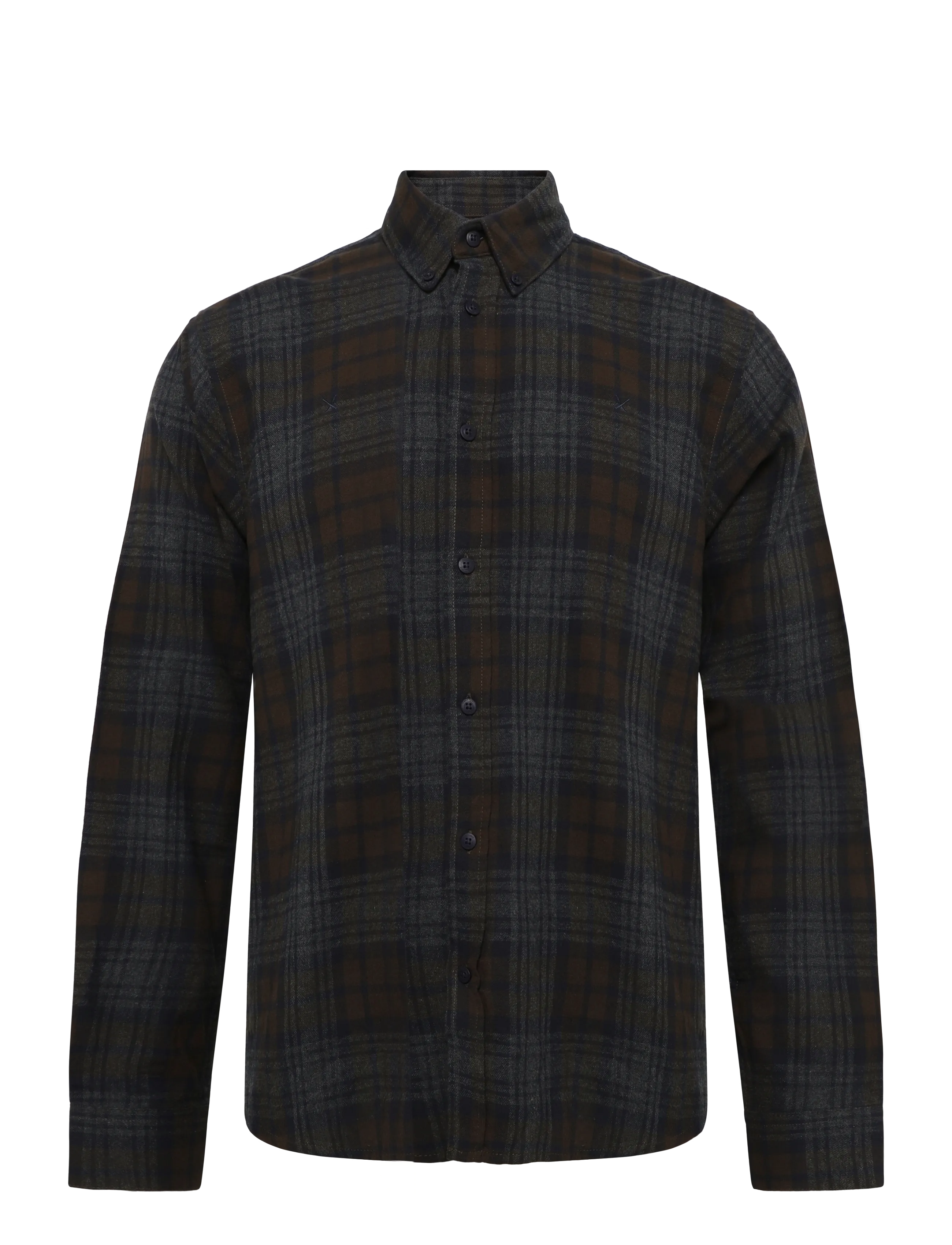 Clean Cut Copenhagen - Eske checked flannel shirt - dark brown/grey melange - 1