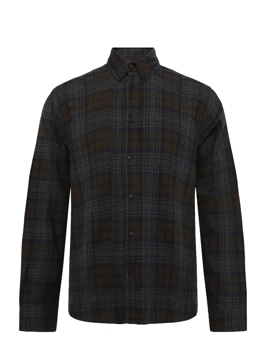 Clean Cut Copenhagen - Eske checked flannel shirt - dark brown/grey melange - 1