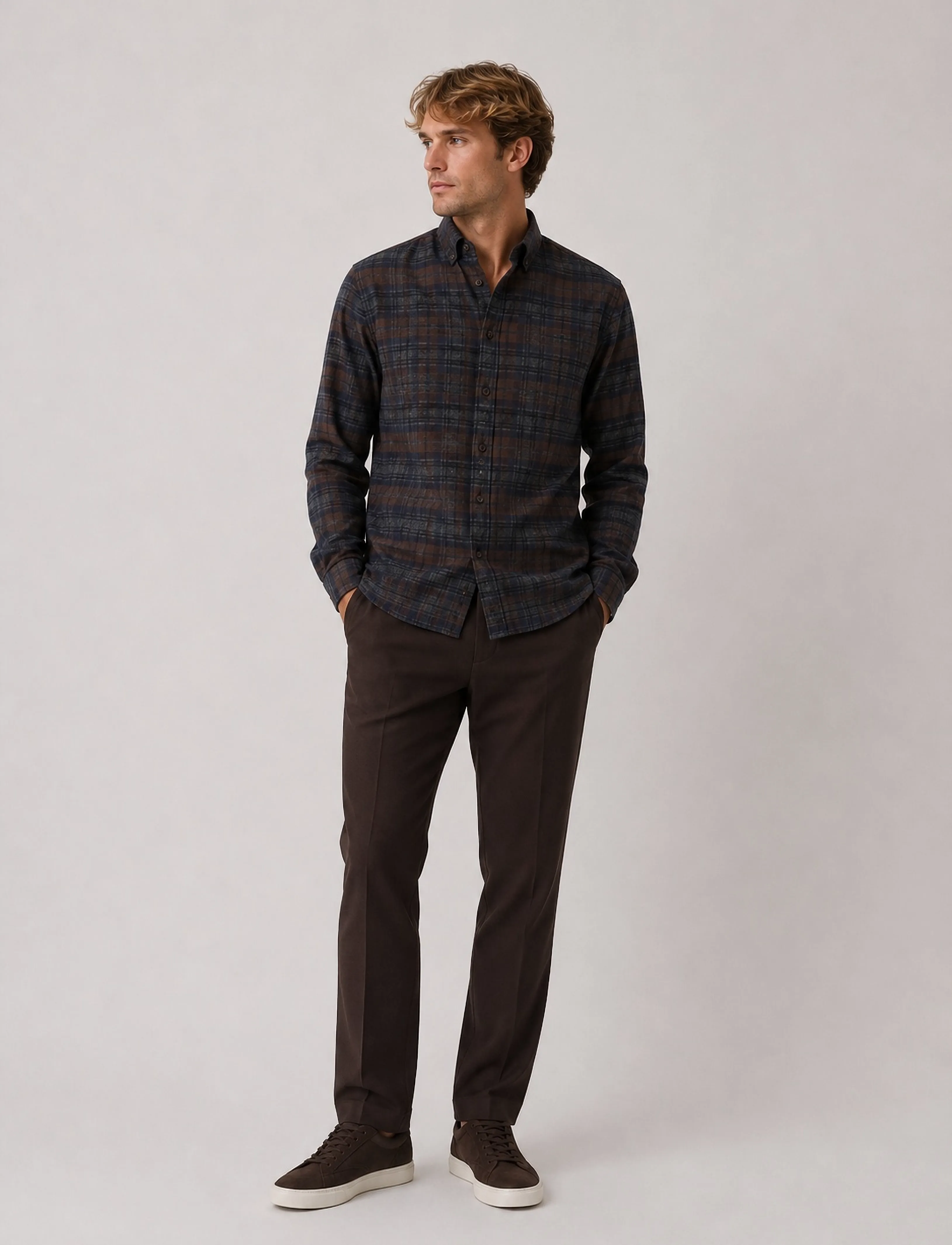 Clean Cut Copenhagen Eske checked flannel shirt - Riided - DARK BROWN/GREY MELANGE / brown