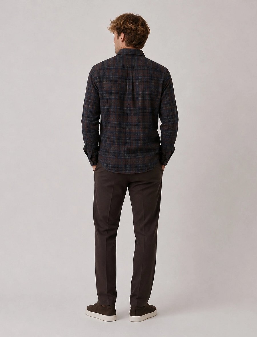 Clean Cut Copenhagen - Eske checked flannel shirt - dark brown/grey melange - 3