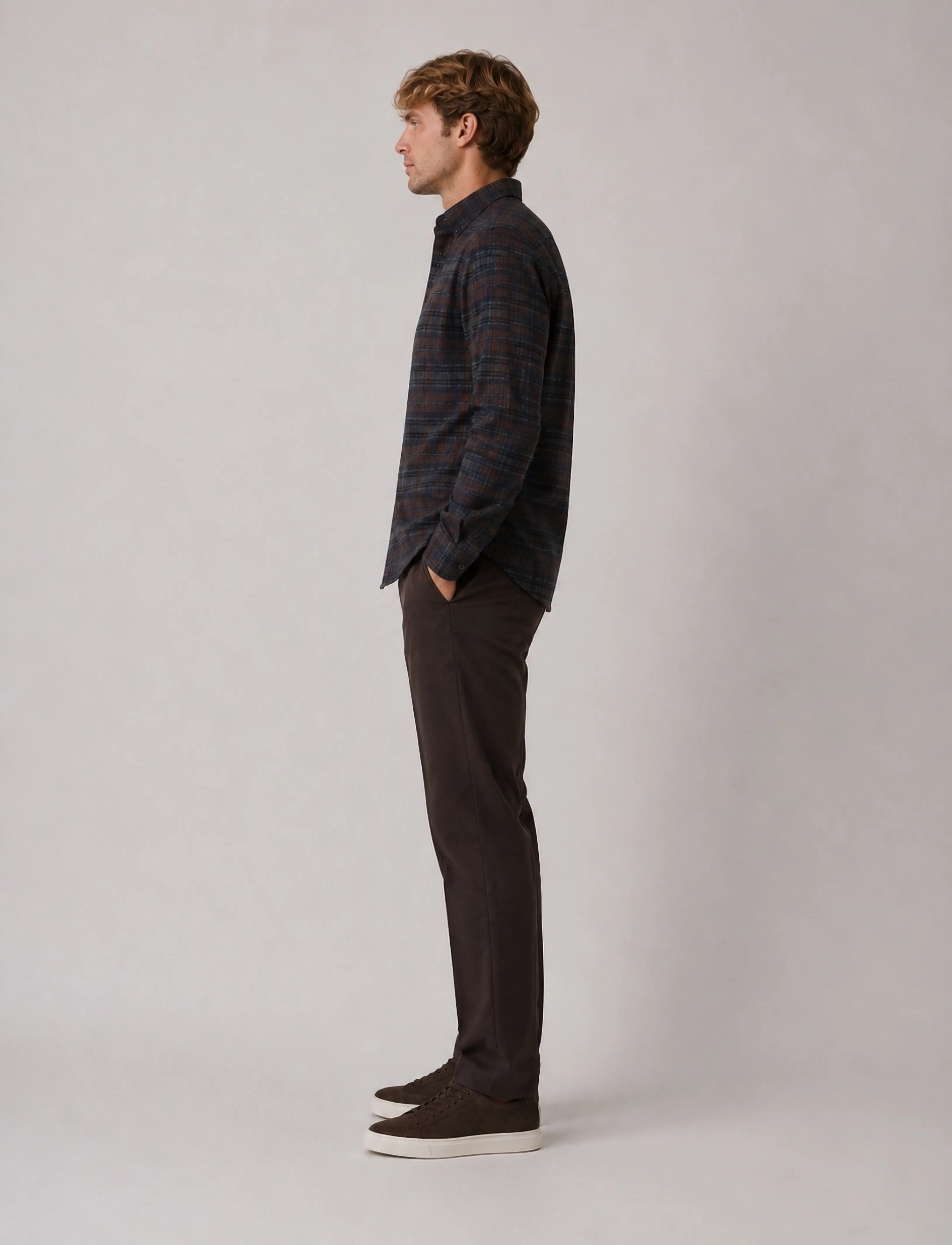 Clean Cut Copenhagen - Eske checked flannel shirt - dark brown/grey melange - 4