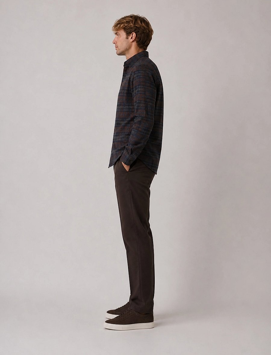 Clean Cut Copenhagen - Eske checked flannel shirt - dark brown/grey melange - 4