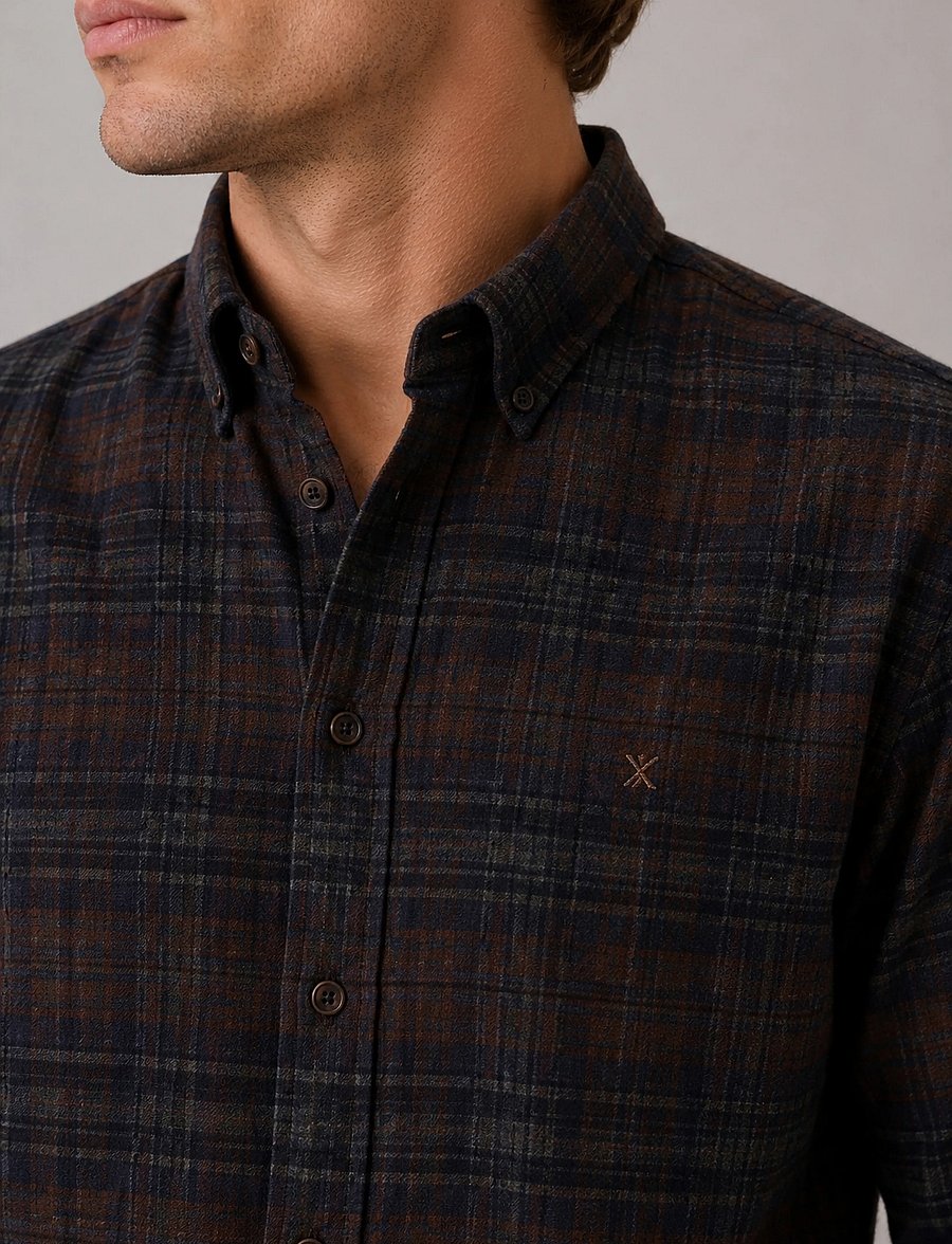 Clean Cut Copenhagen - Eske checked flannel shirt - dark brown/grey melange - 5