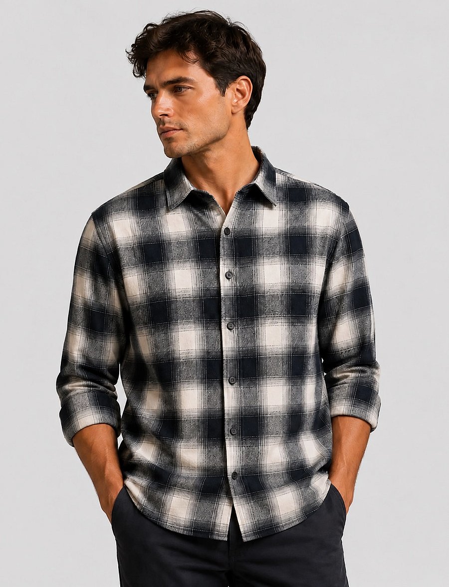 Clean Cut Copenhagen - Eske checked flannel shirt - flanellskjortor - ecru/dark navy - 0