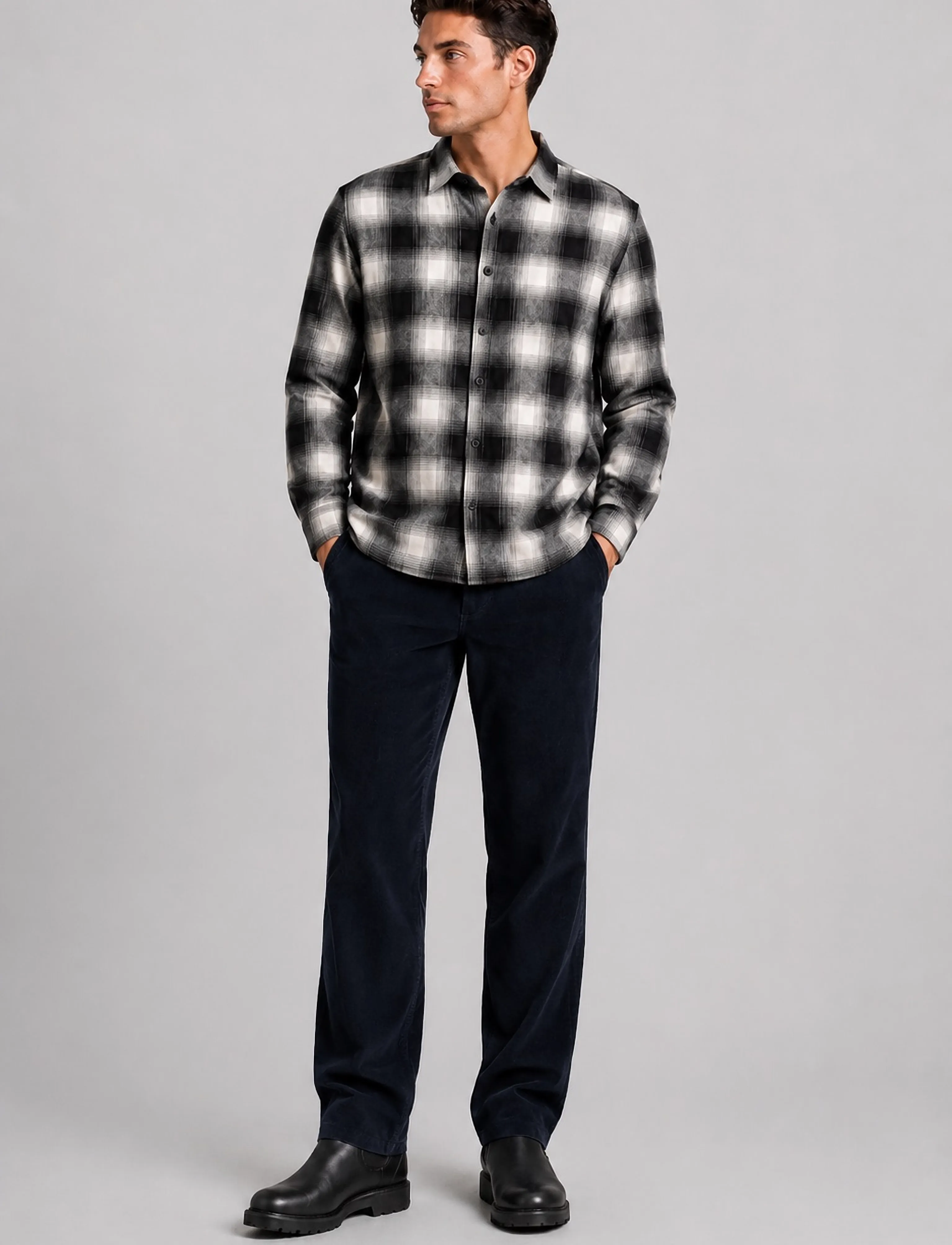 Clean Cut Copenhagen - Eske checked flannel shirt - sügisene kokkuhoid - ecru/dark navy - 3