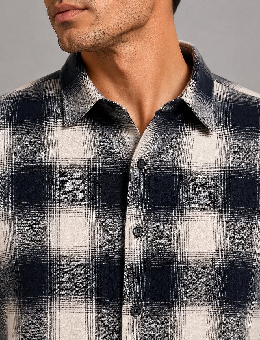 Clean Cut Copenhagen - Eske checked flannel shirt - flanellskjortor - ecru/dark navy - 4