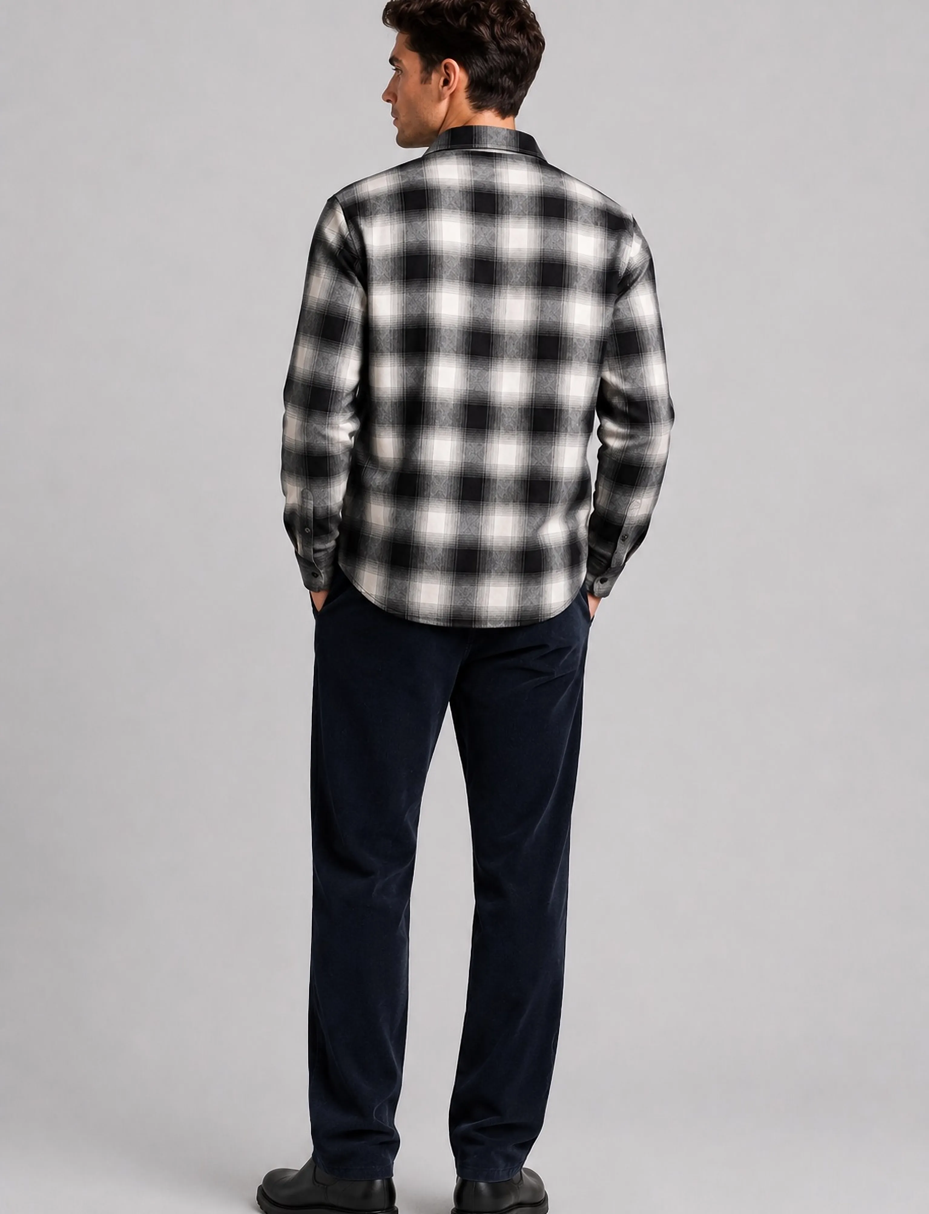 Clean Cut Copenhagen - Eske checked flannel shirt - sügisene kokkuhoid - ecru/dark navy - 5