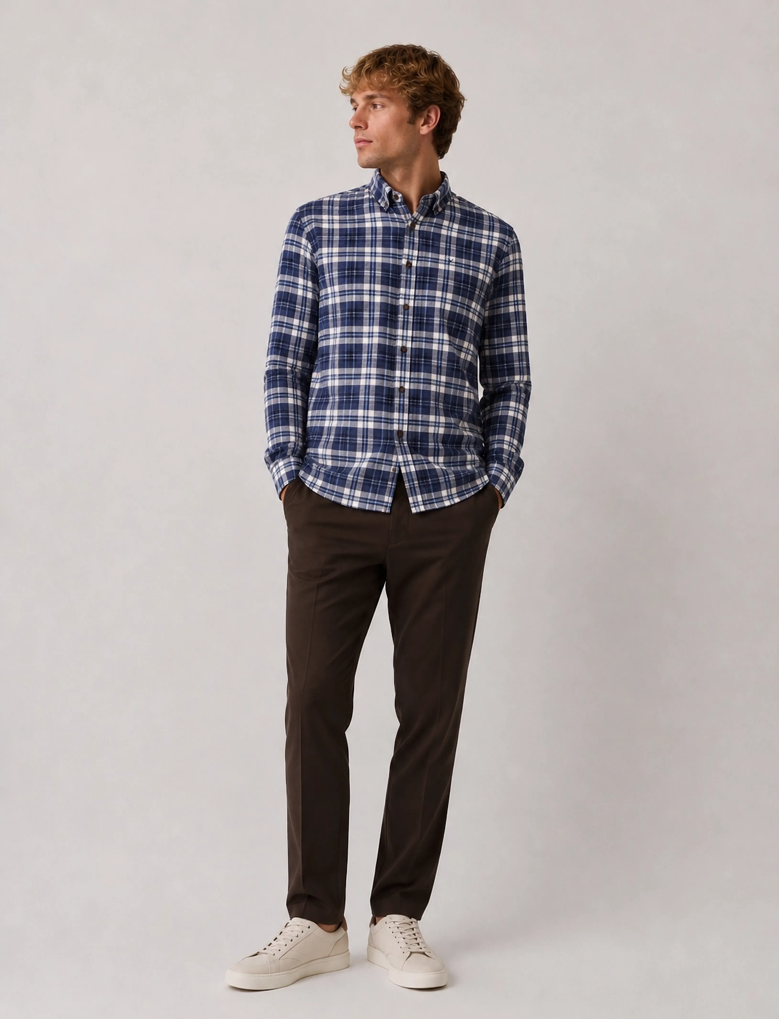 Clean Cut Copenhagen Eske checked flannel shirt - Skjorter - NAVY/DUSTY BLUE / navy